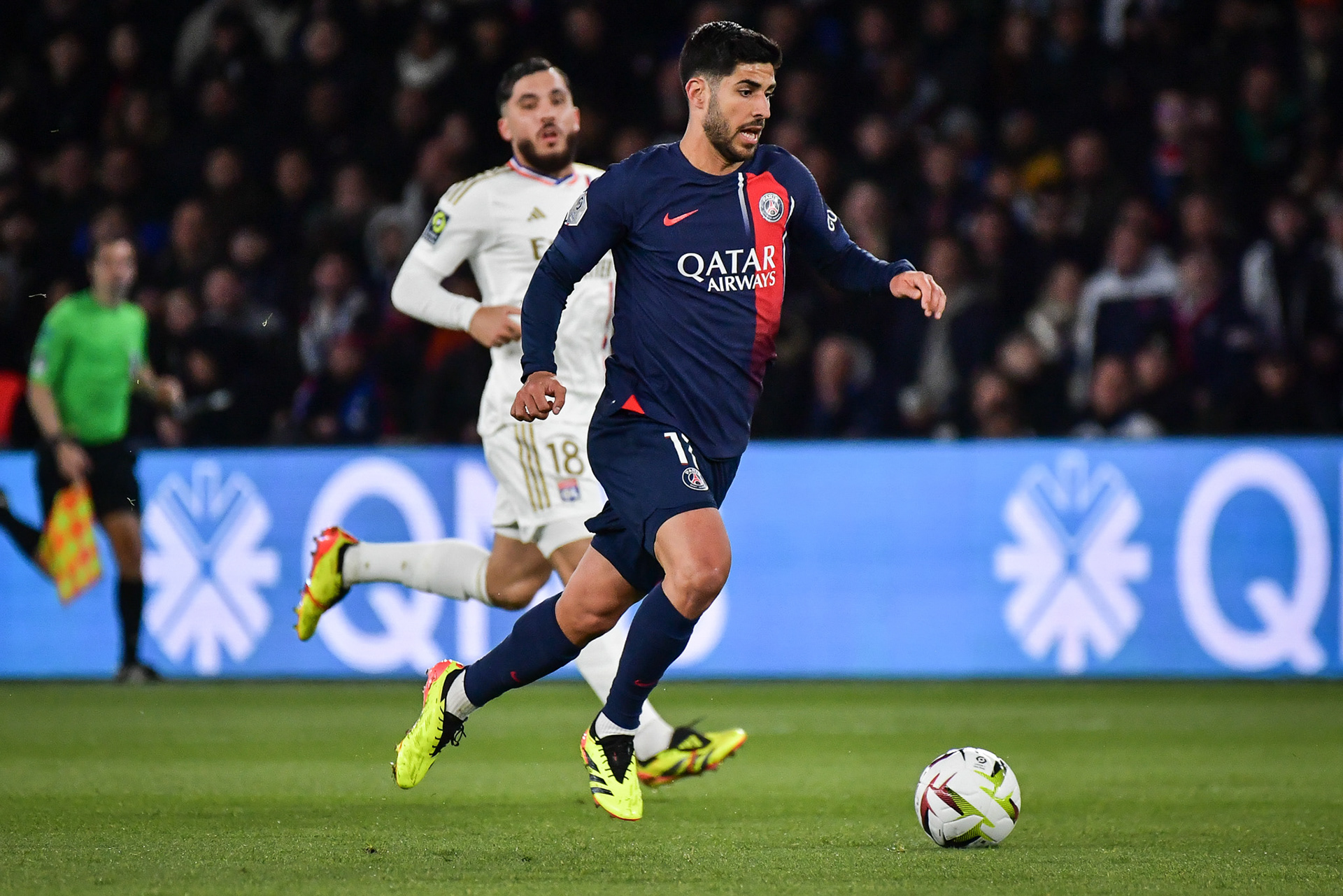 Highlights from the French L1 football match between Paris Saint-Germain and Olympique Lyonnais at the Parc des Princes stadium in Paris on April 21, 2024. Firas Abdullah / Abaca Press