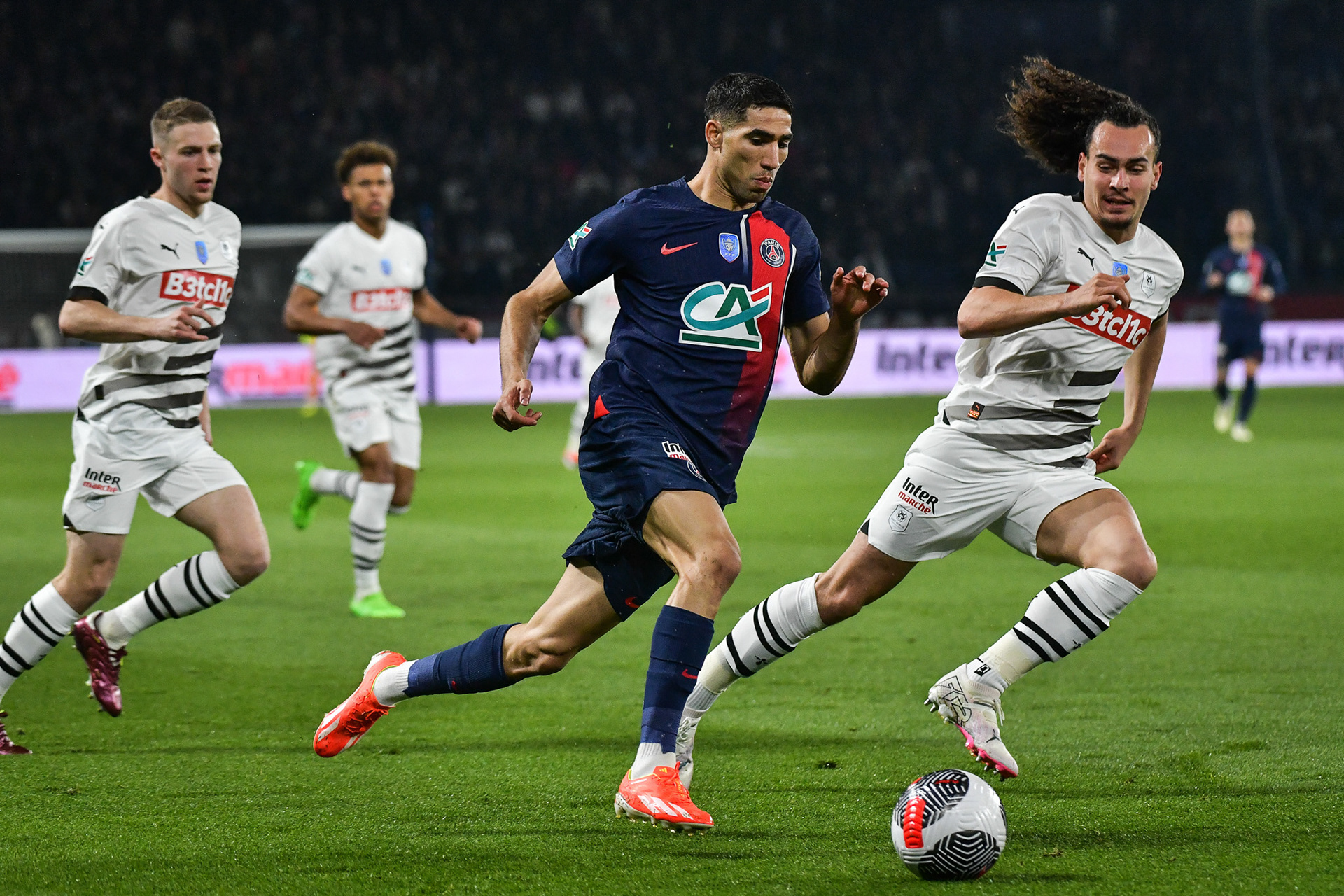 Highlights from the French Cup football match between Paris Saint-Germain and Stade Rennais at the Parc des Princes stadium in Paris on April 3, 2024. Firas Abdullah / Abaca Press