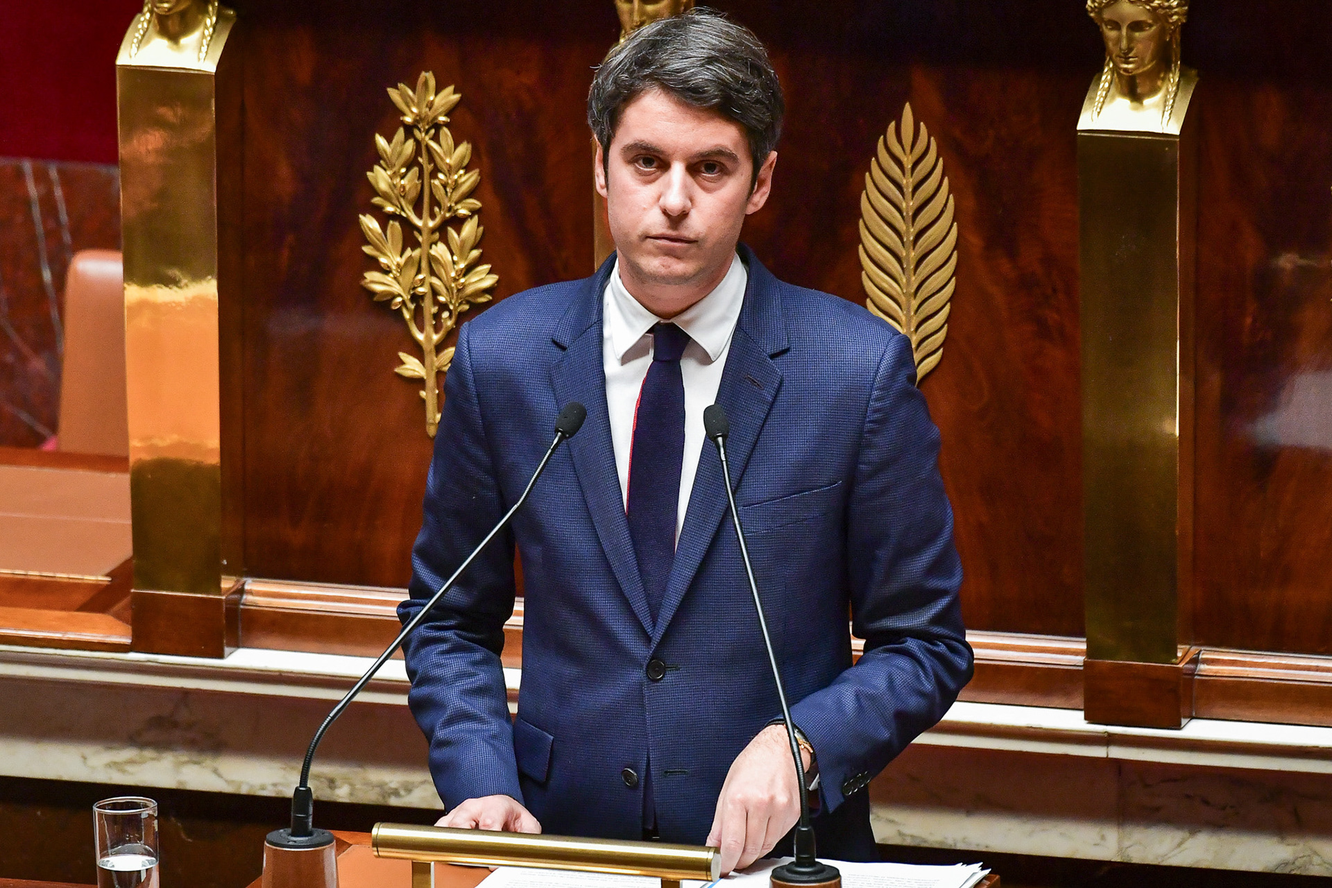 French Prime Minister Gabriel Attal announces the general political declaration at the National Assembly in Paris on January 30, 2024. Firas Abdullah / Abaca Press