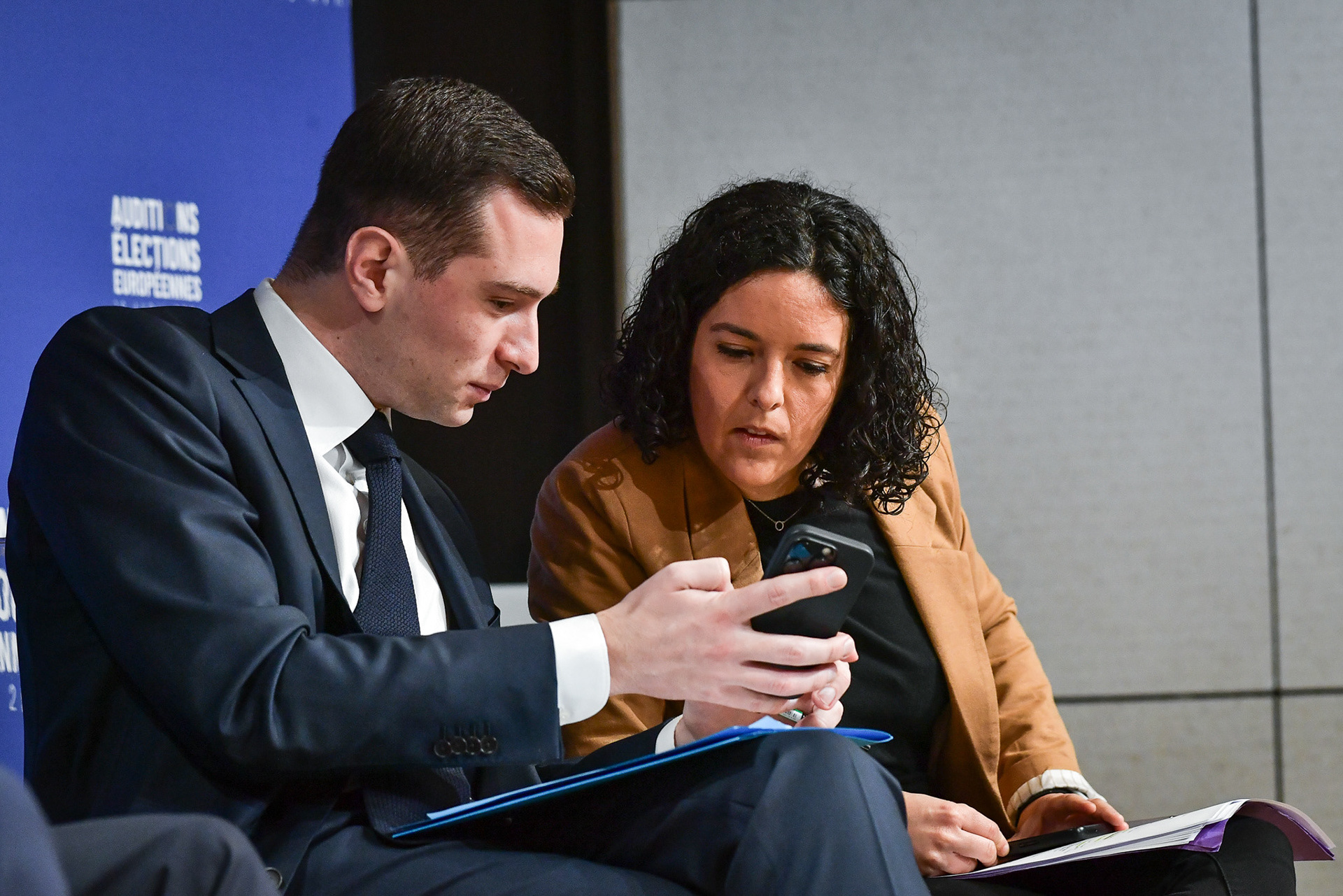 Members of the European Parliament and heads of lists for the European elections attend a hearing event of the main candidates for the forthcoming European elections in Paris on April 18, 2024. Firas Abdullah / Abaca Press