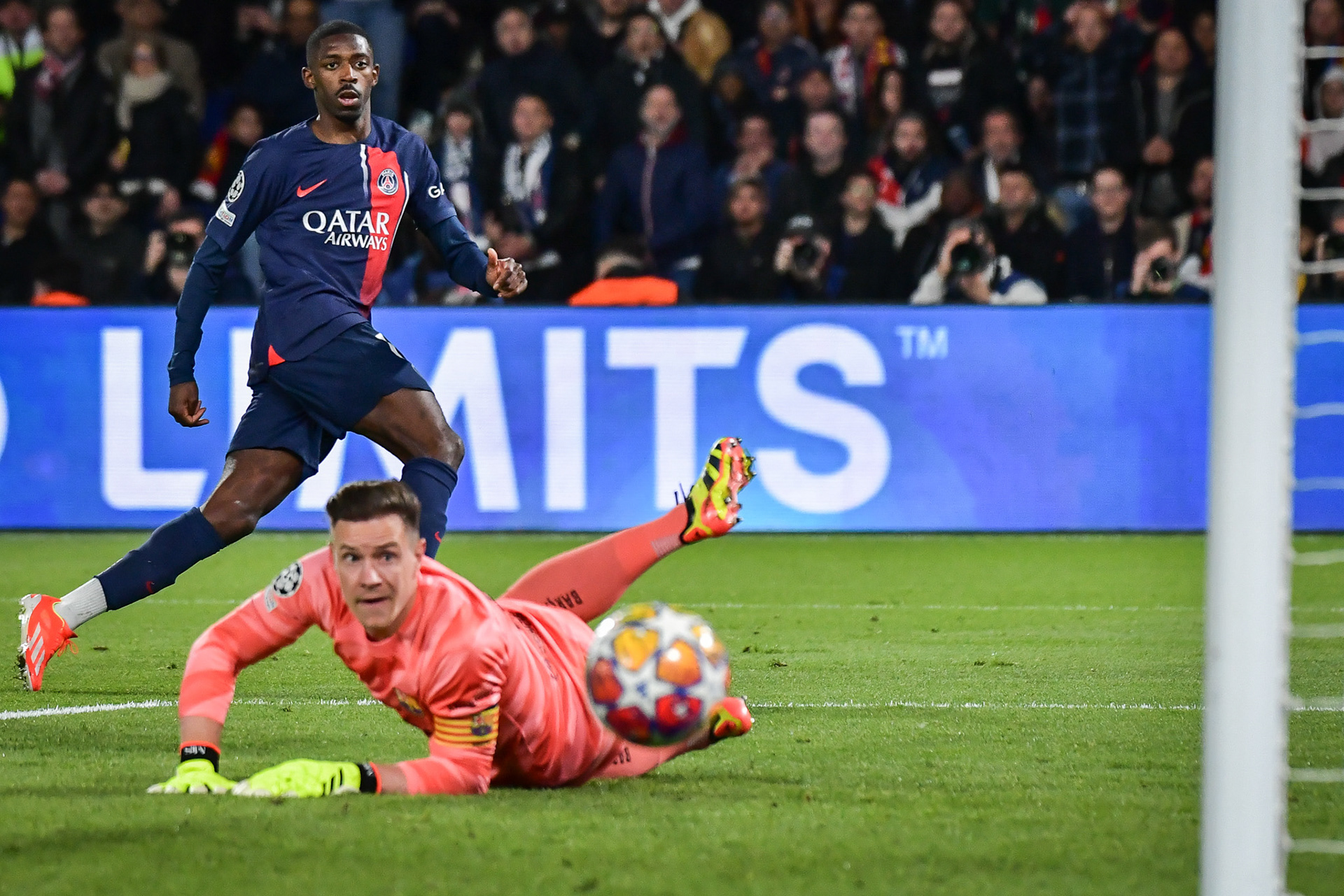 Highlights from the UEFA Champions League quarter-final football match between Paris Saint-Germain and FC Barcelona at the Parc des Princes stadium in Paris on April 10, 2024. Firas Abdullah / Abaca Press