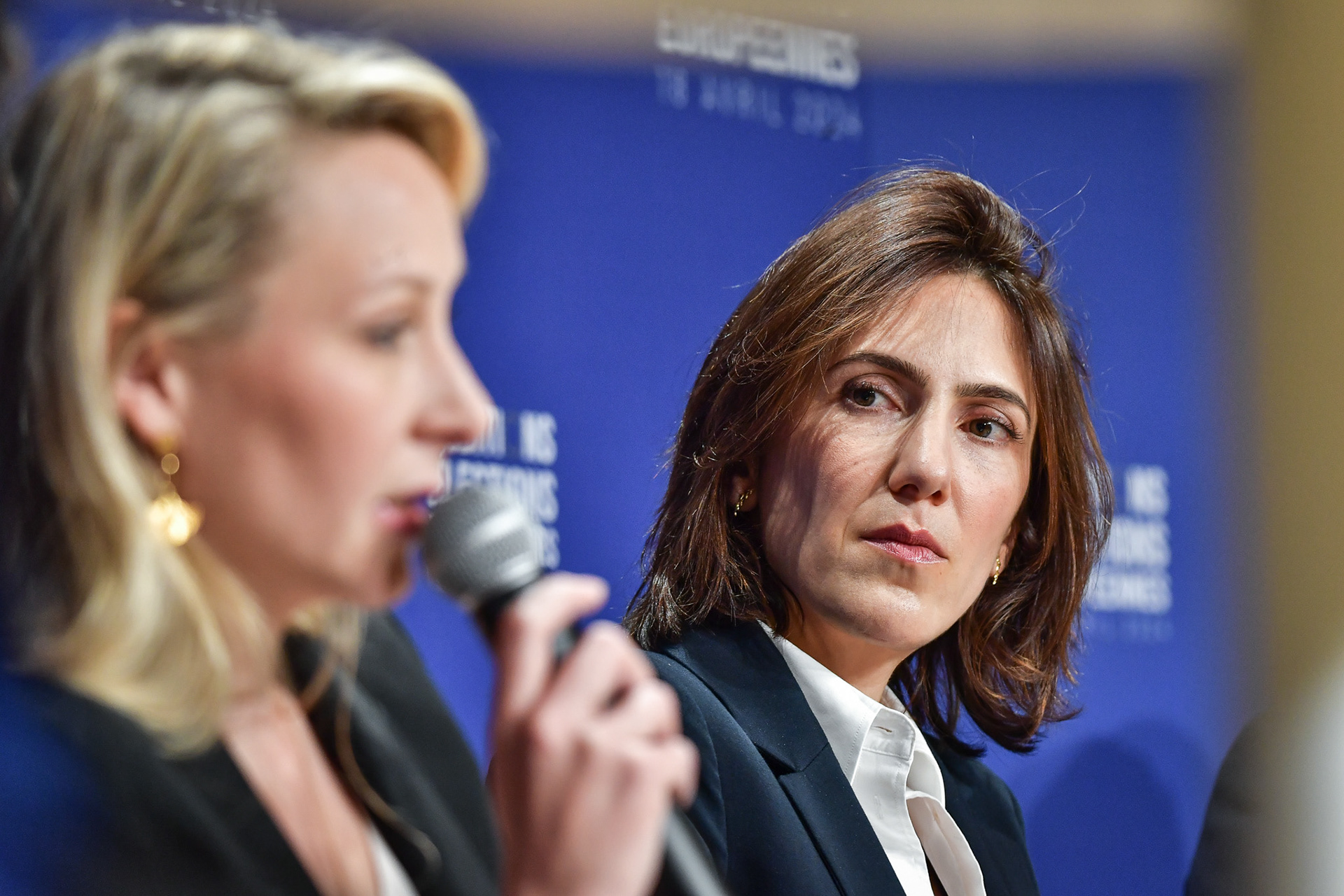 Members of the European Parliament and heads of lists for the European elections attend a hearing event of the main candidates for the forthcoming European elections in Paris on April 18, 2024. Firas Abdullah / Abaca Press