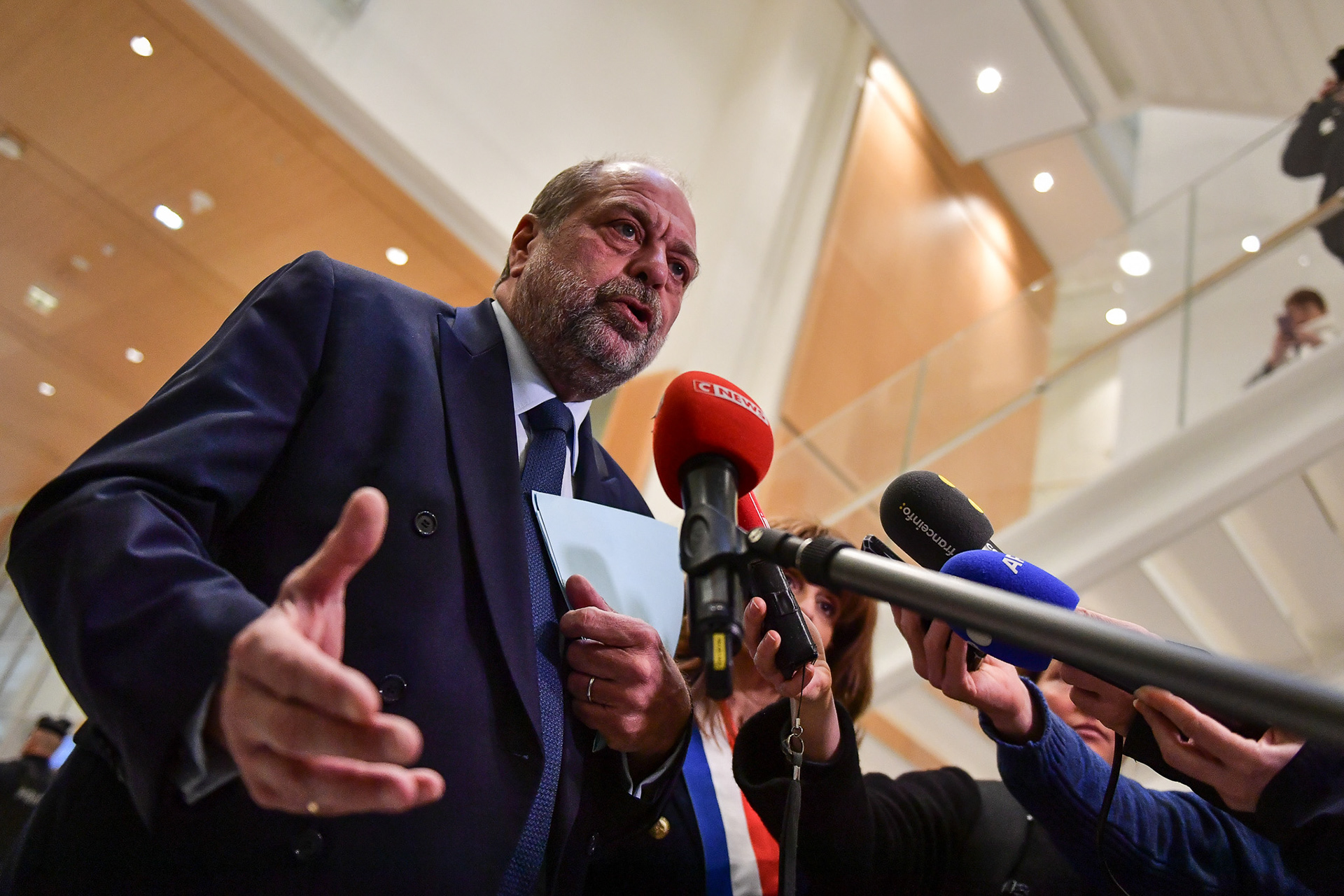 French Minister of Justice Eric Dupond-Moretti visits the Judicial Court of Paris after to discuss the organization of the Olympic and Paralympic Games with court officials in Paris, on January 15, 2024. Firas Abdullah / Abaca Press