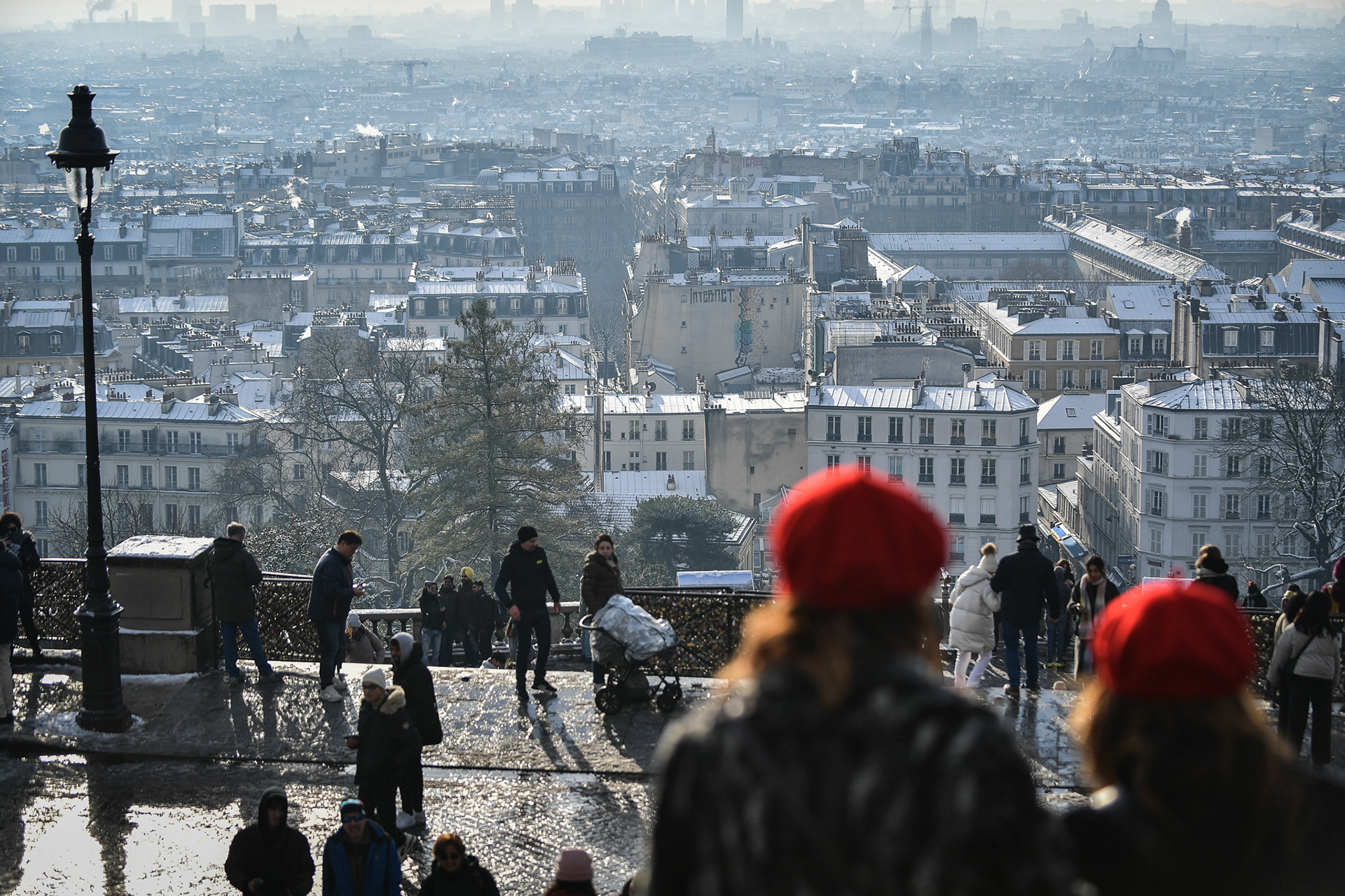 Views of the Montmartre neighborhood and Paris covered with snow on January 18, 2024. Firas Abdullah / Abaca Press