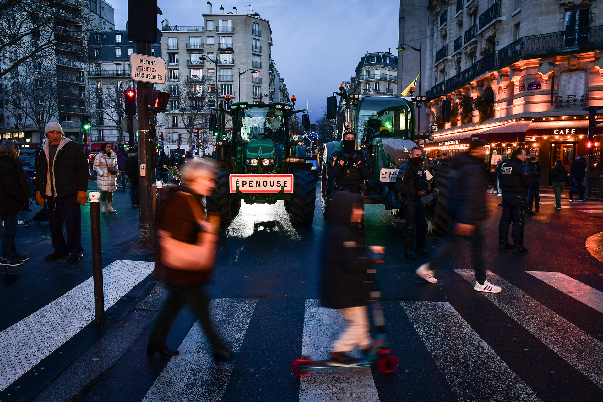Farmers participate with their tractors in a demonstration in Paris on February 23, 2024. Firas Abdullah / Abaca Press