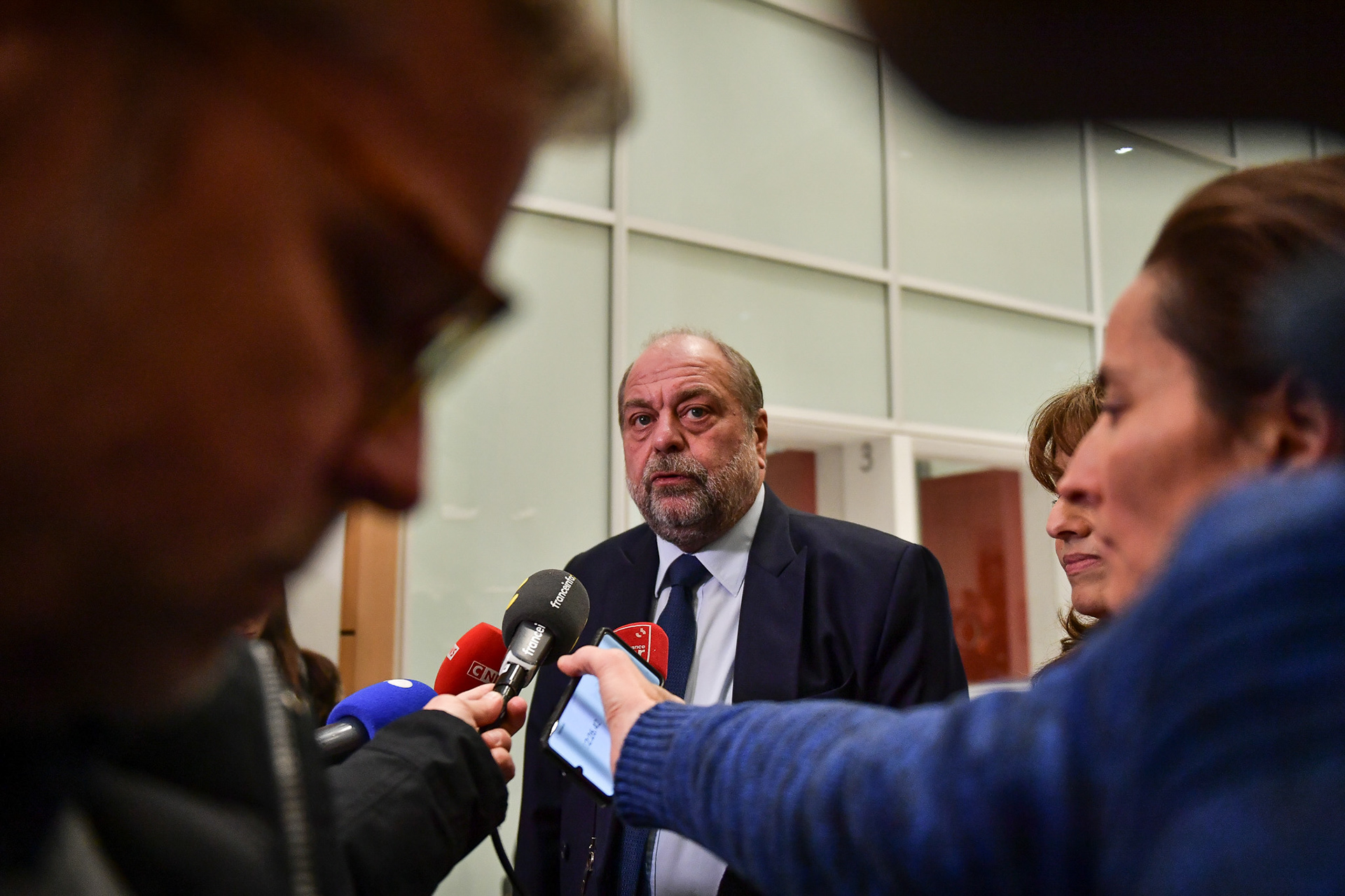 French Minister of Justice Eric Dupond-Moretti visits the Judicial Court of Paris after to discuss the organization of the Olympic and Paralympic Games with court officials in Paris, on January 15, 2024. Firas Abdullah / Abaca Press