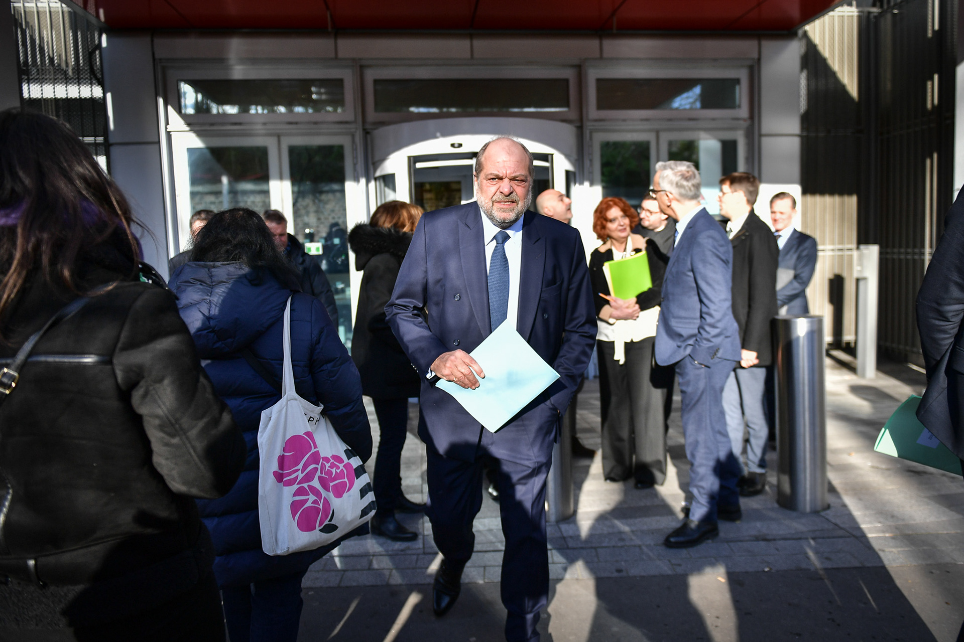 French Minister of Justice Eric Dupond-Moretti visits the Judicial Court of Paris after to discuss the organization of the Olympic and Paralympic Games with court officials in Paris, on January 15, 2024. Firas Abdullah / Abaca Press