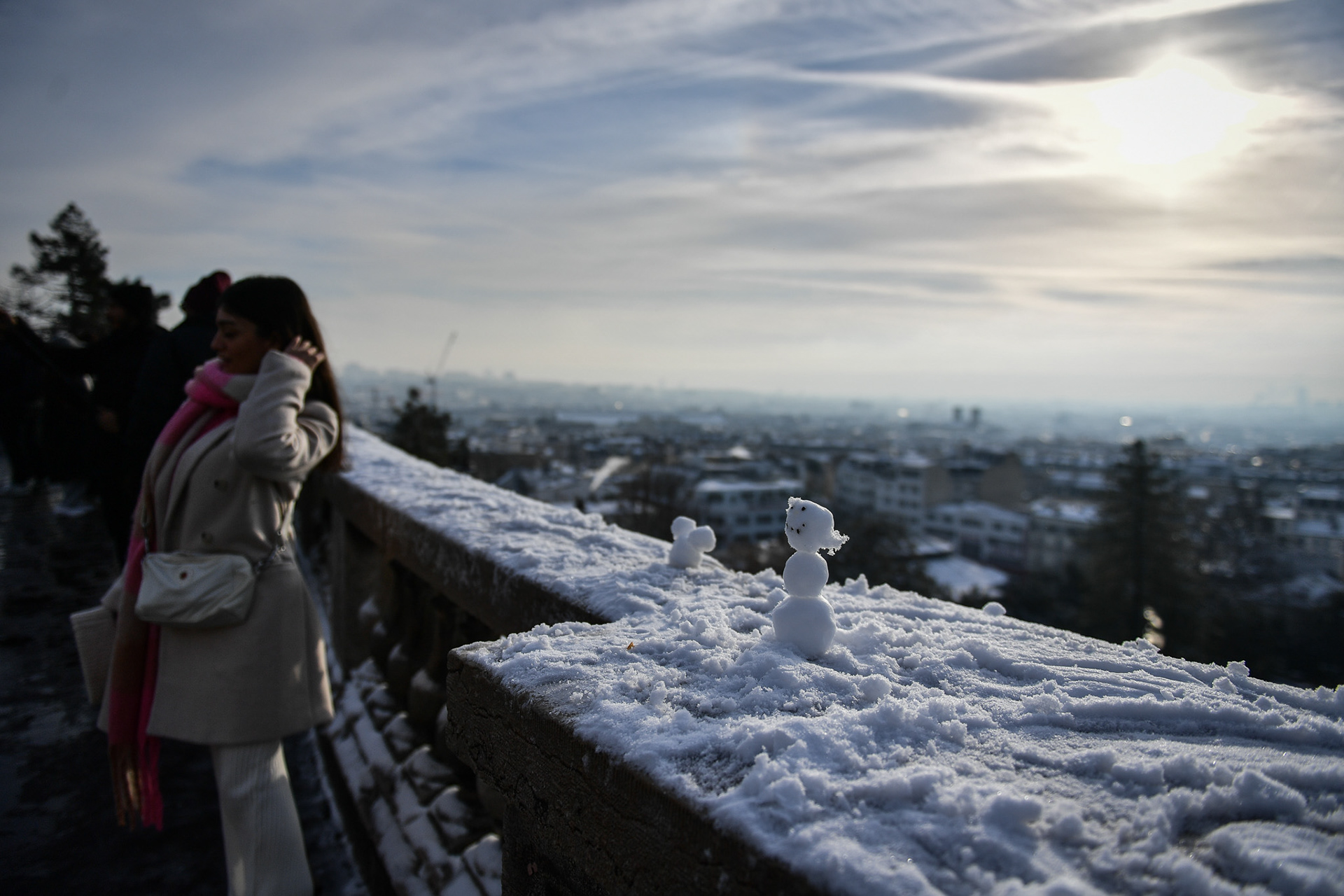 Views of the Montmartre neighborhood and Paris covered with snow on January 18, 2024. Firas Abdullah / Abaca Press