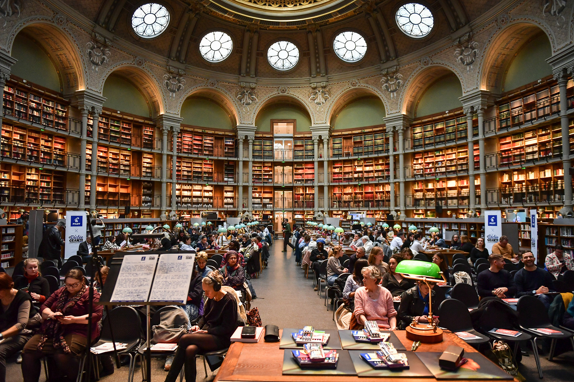 Participants attend the Grand Dictation at the Bibliothèque nationale de France in Paris on January 29, 2024. Firas Abdullah / Abaca Press