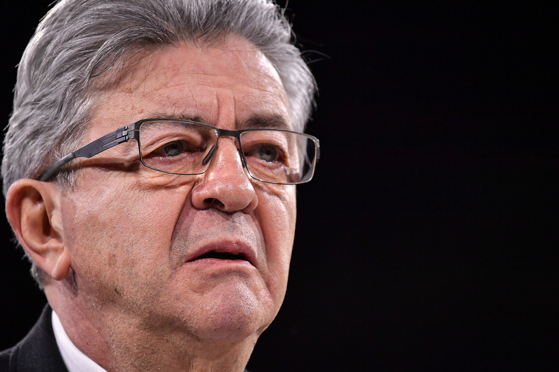 Founder of French leftist party La France Insoumise (LFI) Jean-Luc Melenchon speaks during the French leftist political party “La France Insoumise” convention to launch their campaign for the European elections, at the Parc des expositions in Villepinte, north of Paris on March 16, 2024. Firas Abdullah / Abaca Press