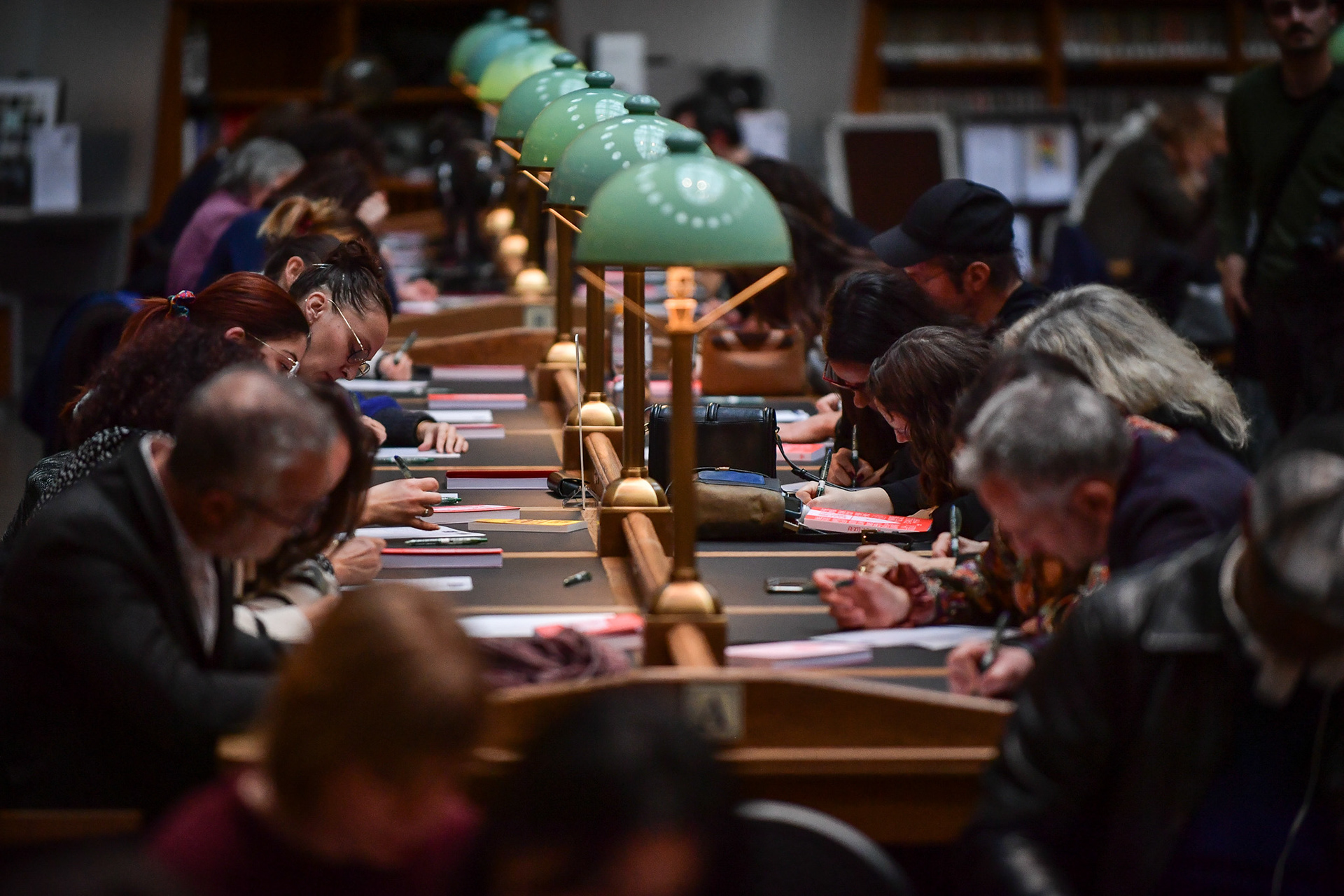 Participants attend the Grand Dictation at the Bibliothèque nationale de France in Paris on January 29, 2024. Firas Abdullah / Abaca Press