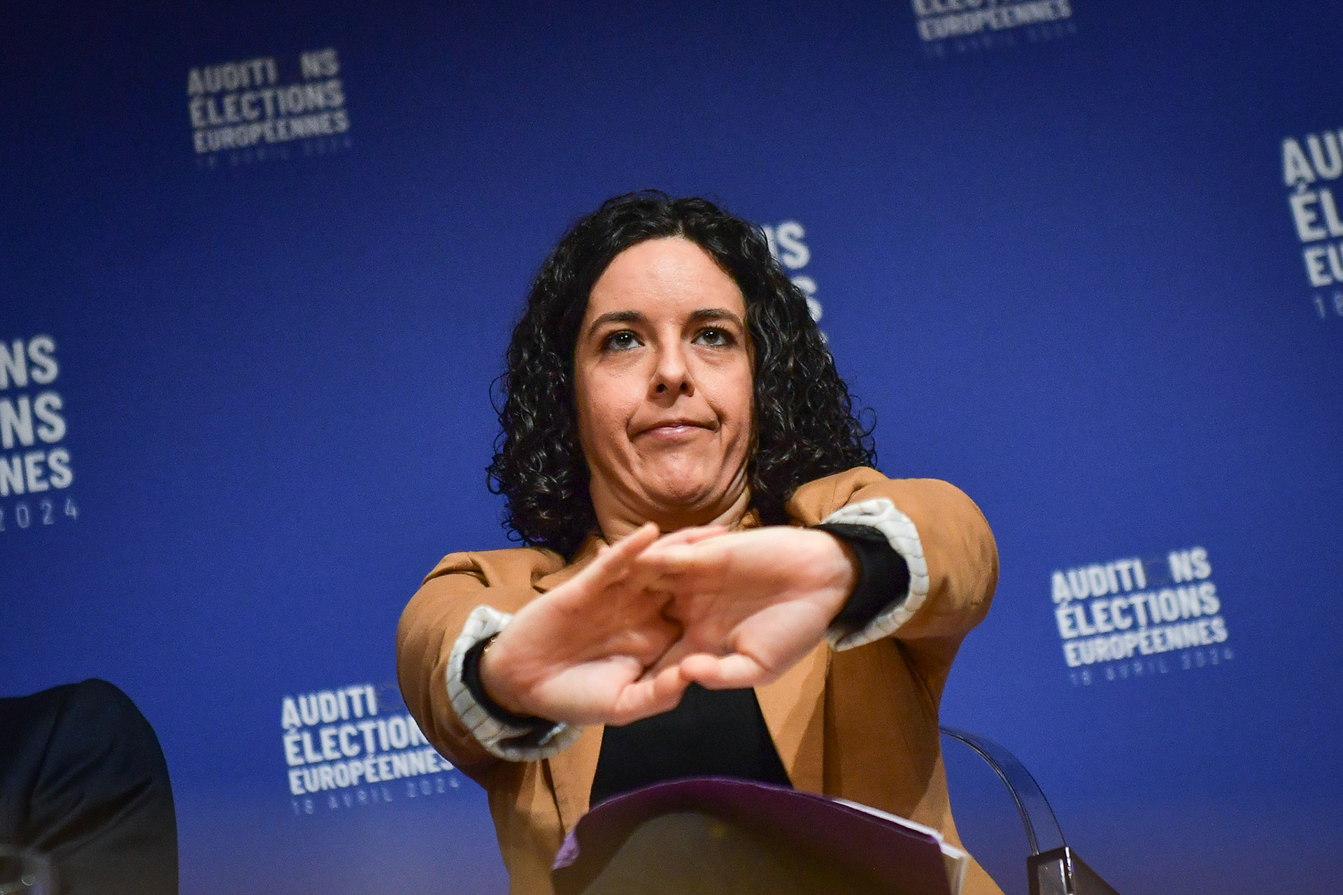 Members of the European Parliament and heads of lists for the European elections attend a hearing event of the main candidates for the forthcoming European elections in Paris on April 18, 2024. Firas Abdullah / Abaca Press