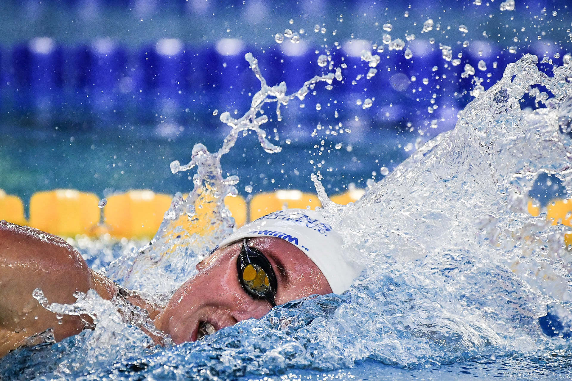 Swimmers compete during the finals of the Giant Open International Swimming Meeting competition in Saint-Germain-en-Laye, west of Paris on March 23 and 24 2024. Firas Abdullah / Abaca Press