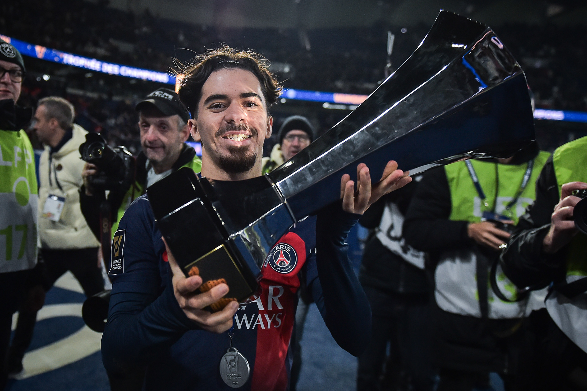 Paris Saint-Germain wins over Toulouse FC on the 2023 Trophee des Champions football match at the Parc des Princes stadium in Paris on January 3, 2024. Firas Abdullah / Abaca Press