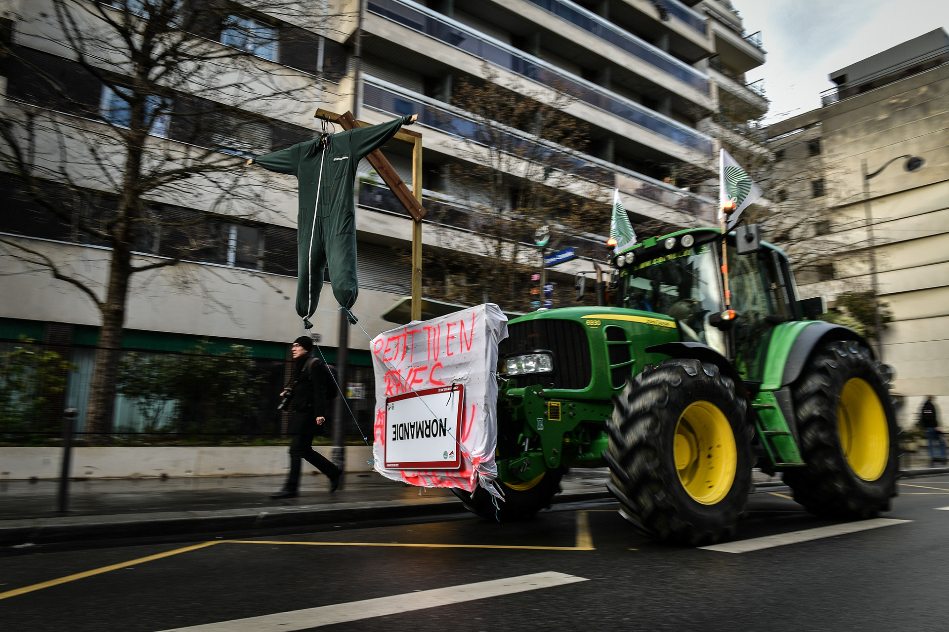 Farmers participate with their tractors in a demonstration in Paris on February 23, 2024. Firas Abdullah / Abaca Press