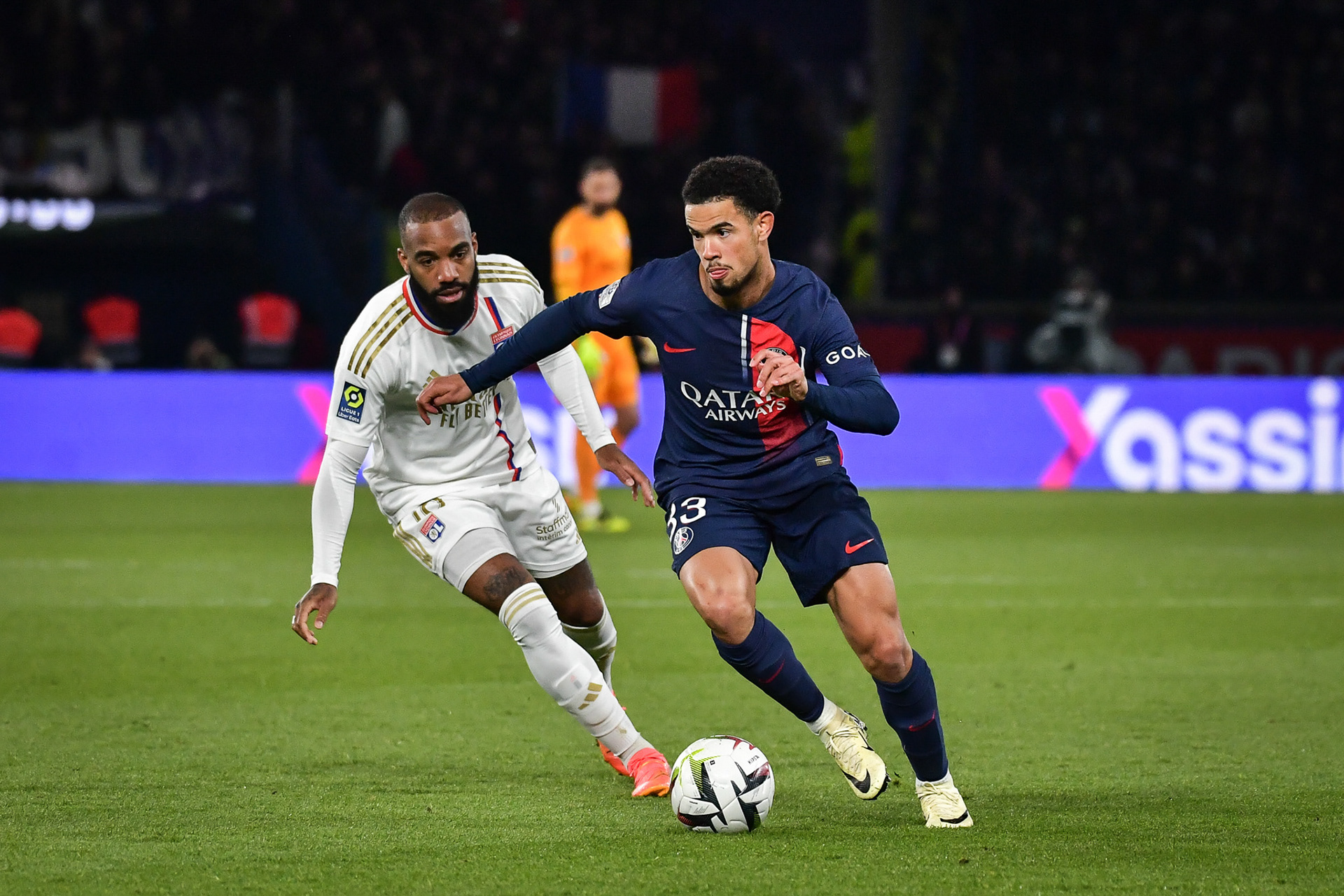 Highlights from the French L1 football match between Paris Saint-Germain and Olympique Lyonnais at the Parc des Princes stadium in Paris on April 21, 2024. Firas Abdullah / Abaca Press