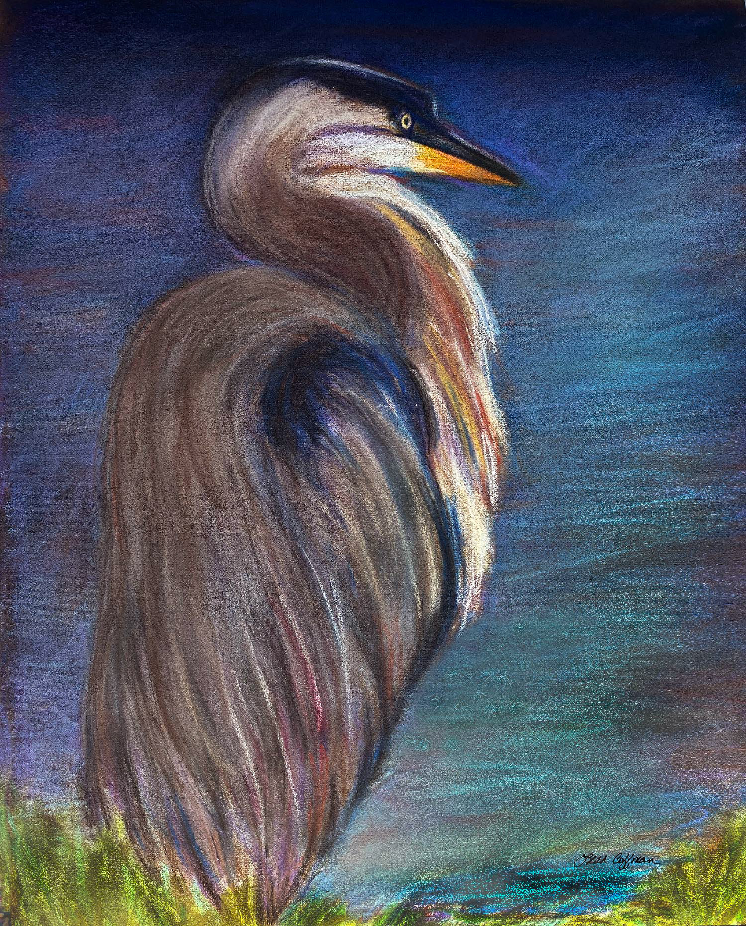 Blue Heron in Pastel