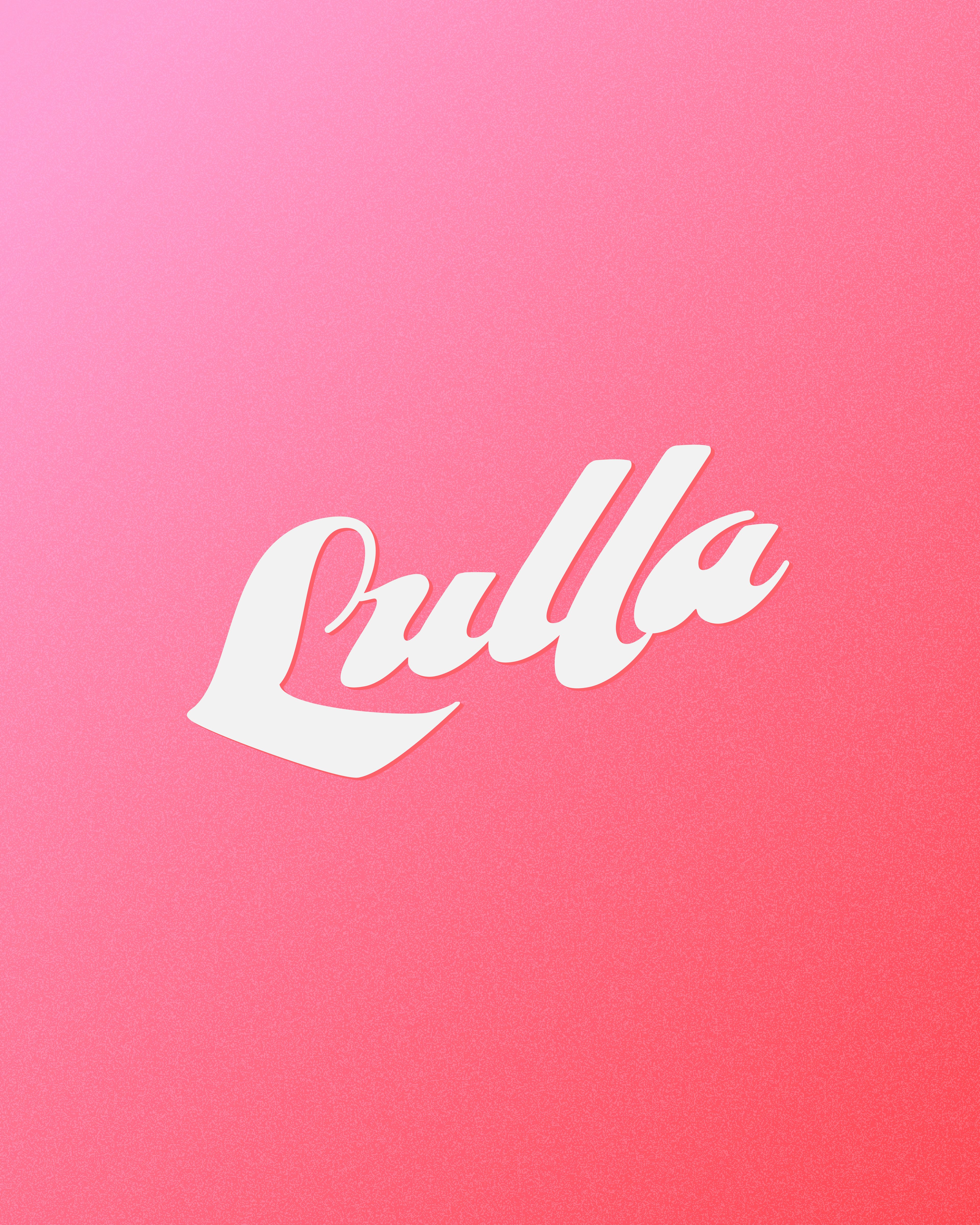 The word Lulla on white on a pink gradient background
