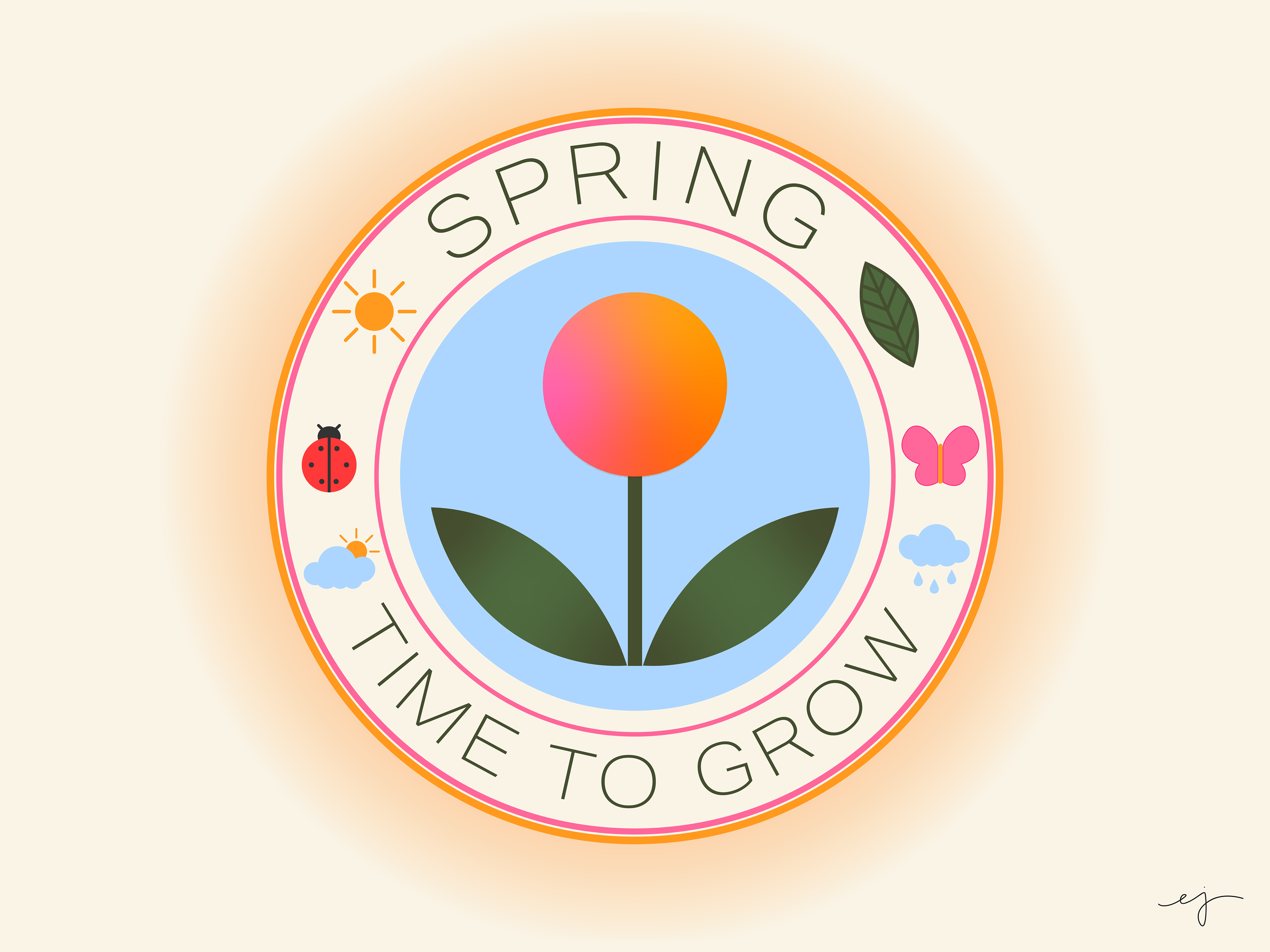 A vector illustration in a round badge style, bright colorpalette