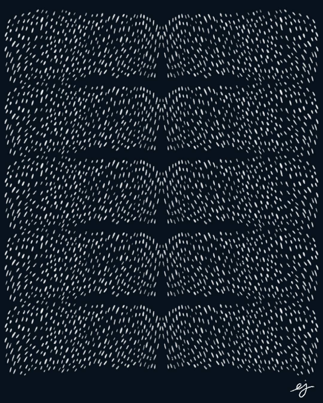hand-drawn pattern of a snowy blizzard. Dark blue background
