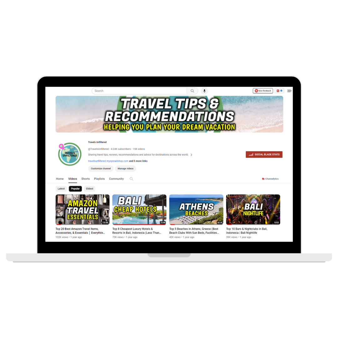 Travels Unfiltered YouTube Channel Branding