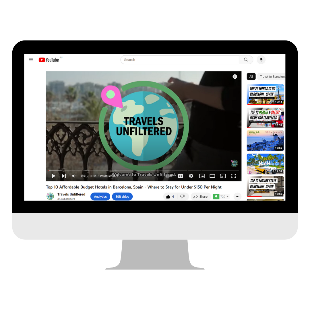 Travels Unfiltered Logo Within Videos