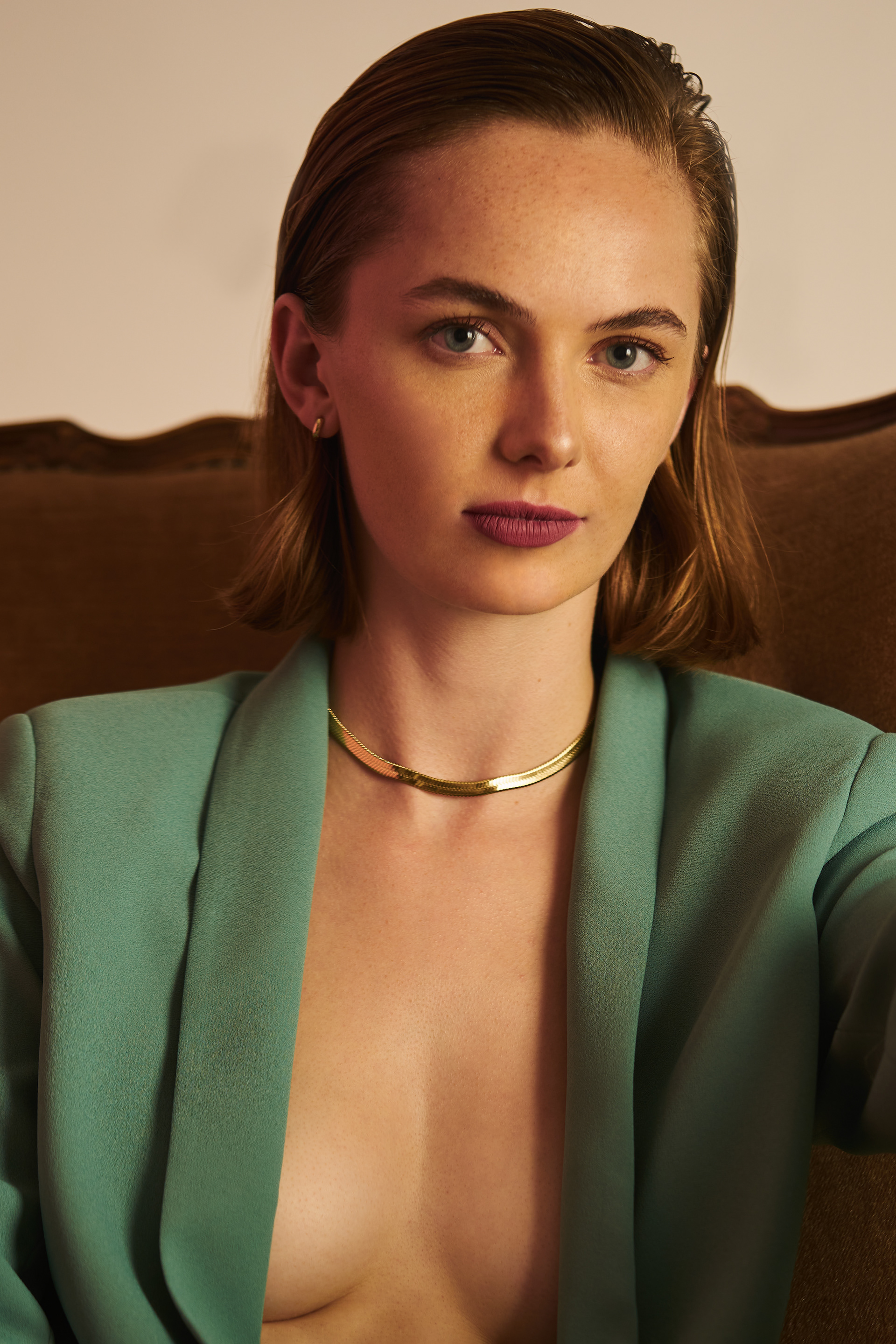 Noortje van Velzen from Holland's Next Top Model and Cachet Models in a green suit