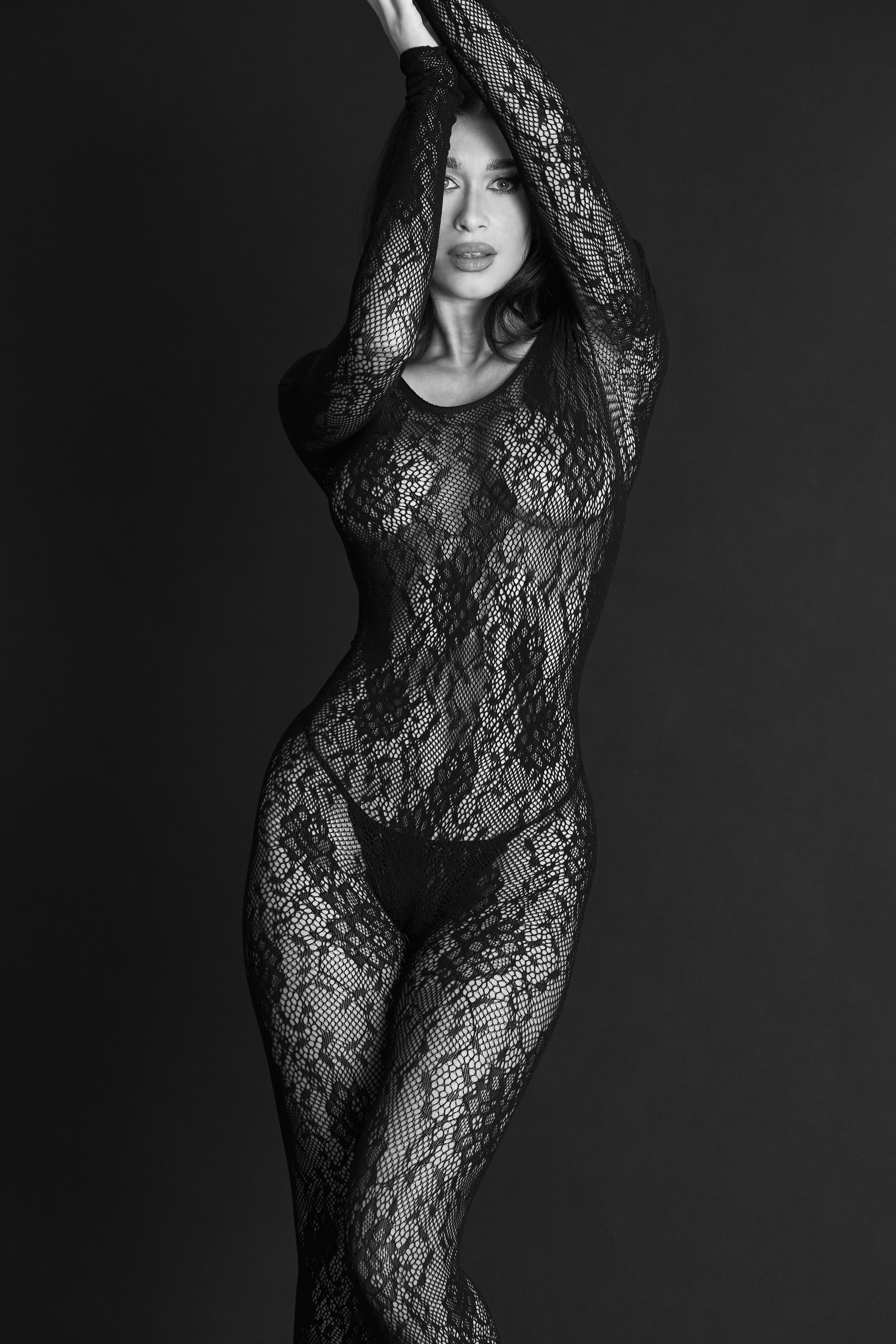 Shayna Senior from Elite Models Amsterdam in a lace bodysuit, photos by JMstudio