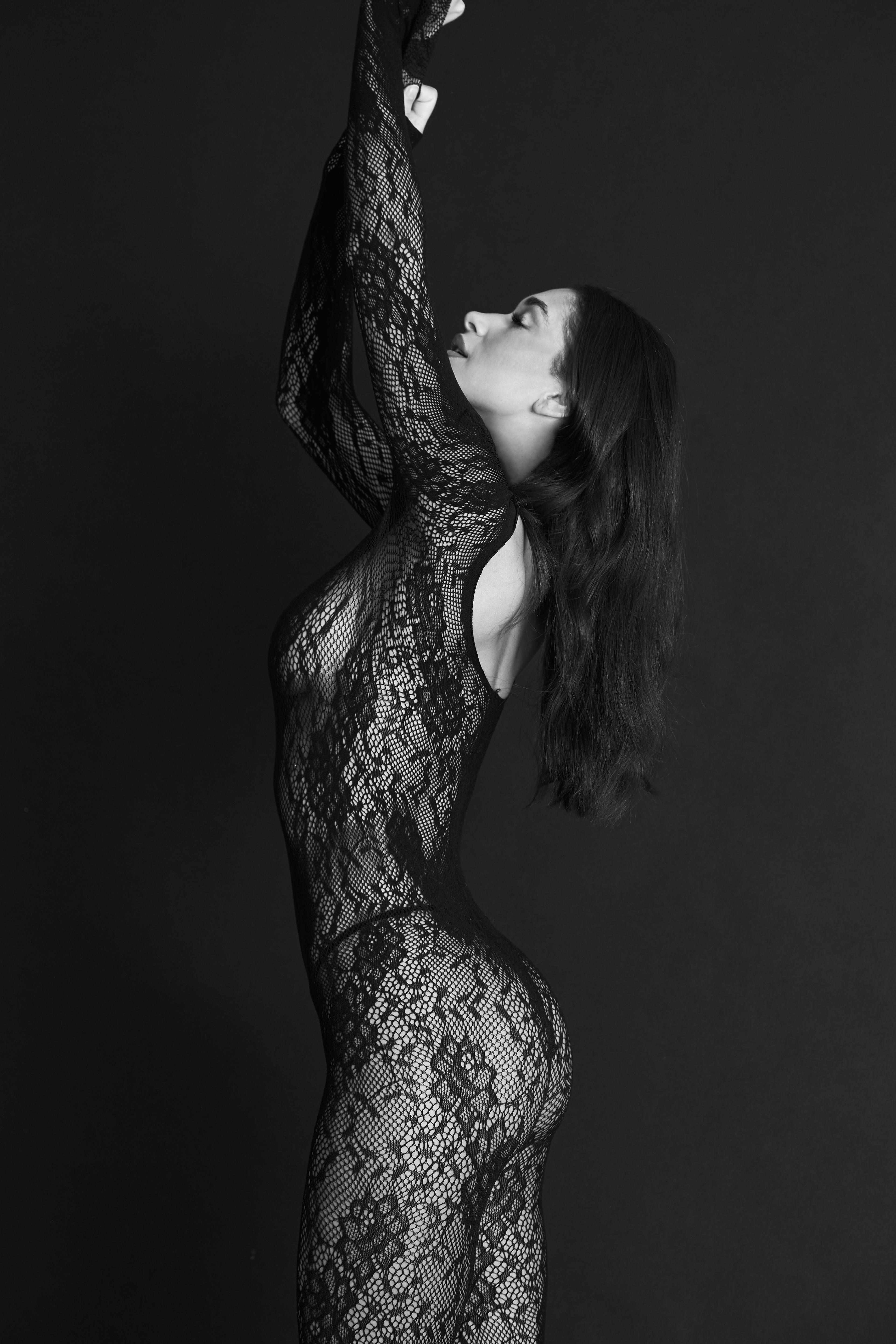 Shayna Senior from Elite Models Amsterdam in a lace bodysuit, photos by JMstudio