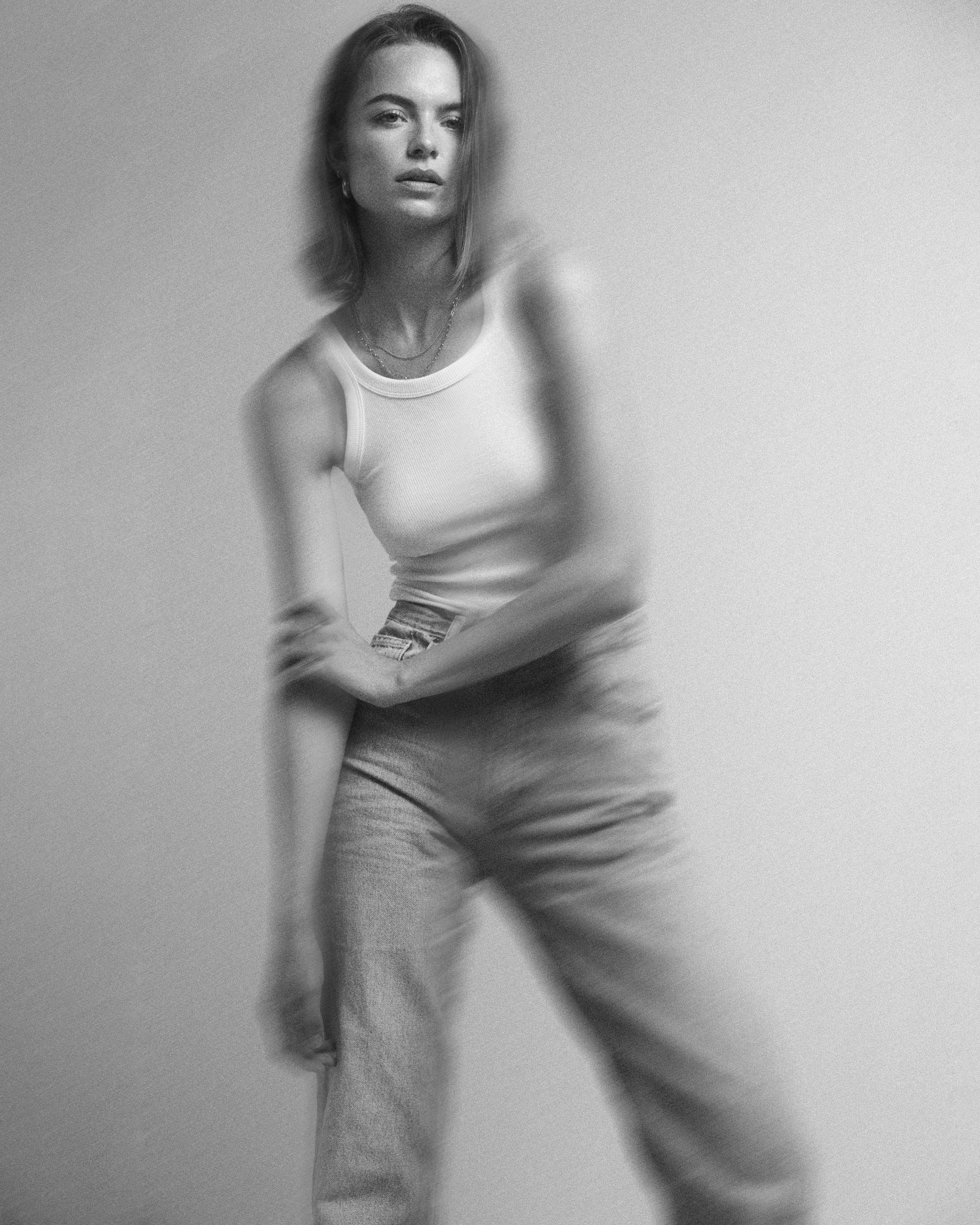 Noor van de Loo is a model with Elite Models Amsterdam, seen here in monochrome photos taken by Joe M (aka JMstudio)