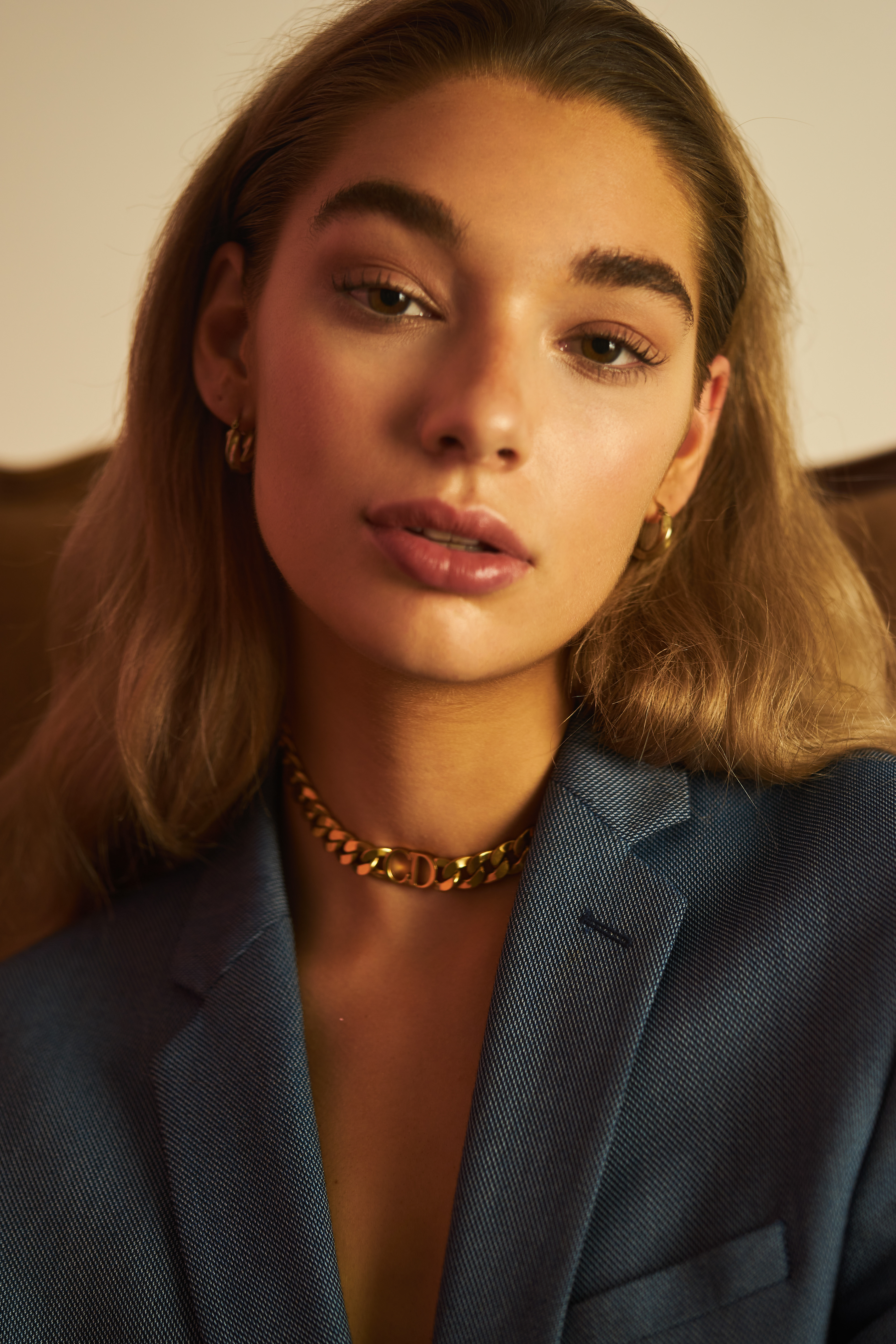 Isabelle Van Den Broek in a blue Suit