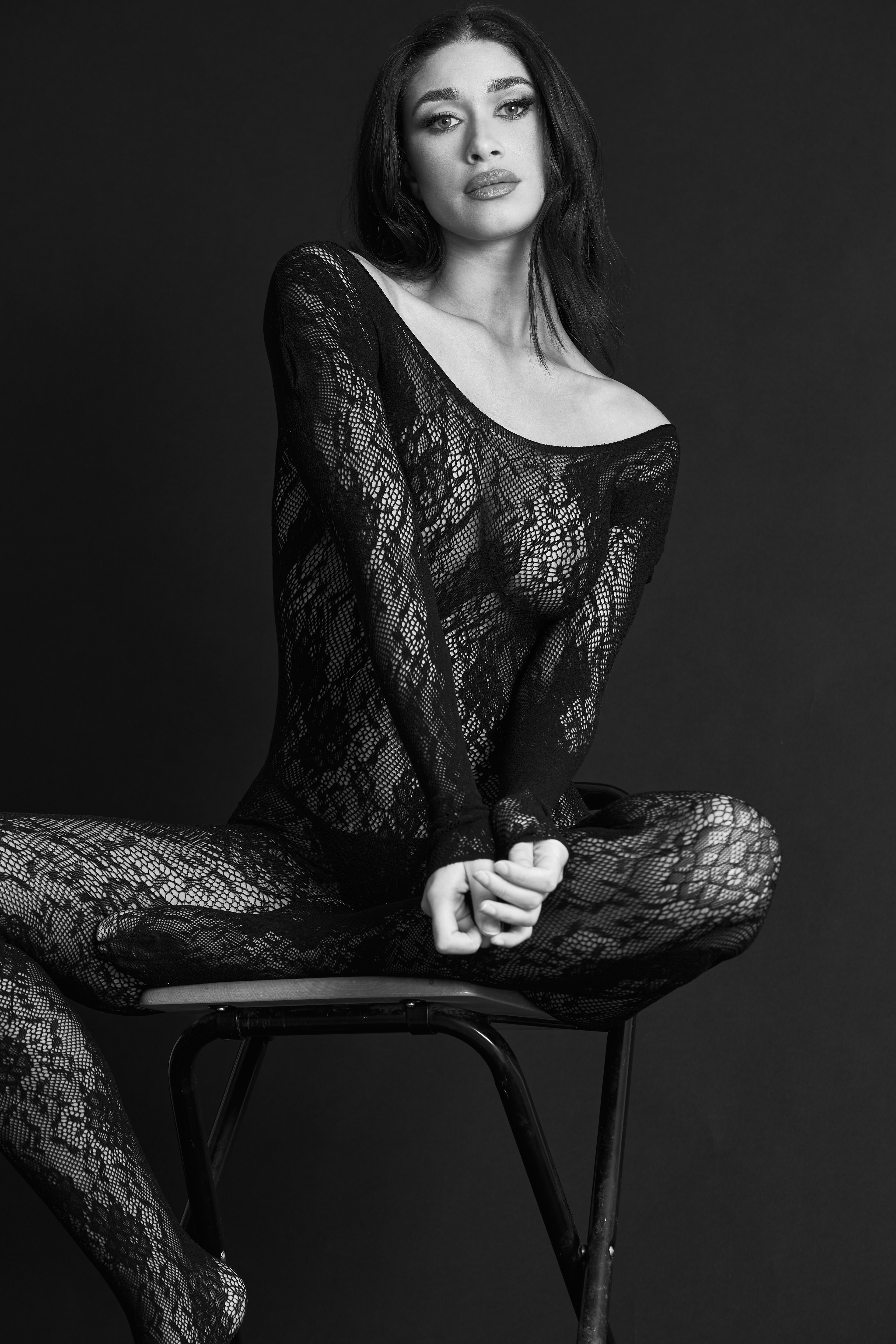 Shayna Senior from Elite Models Amsterdam in a lace bodysuit, photos by JMstudio