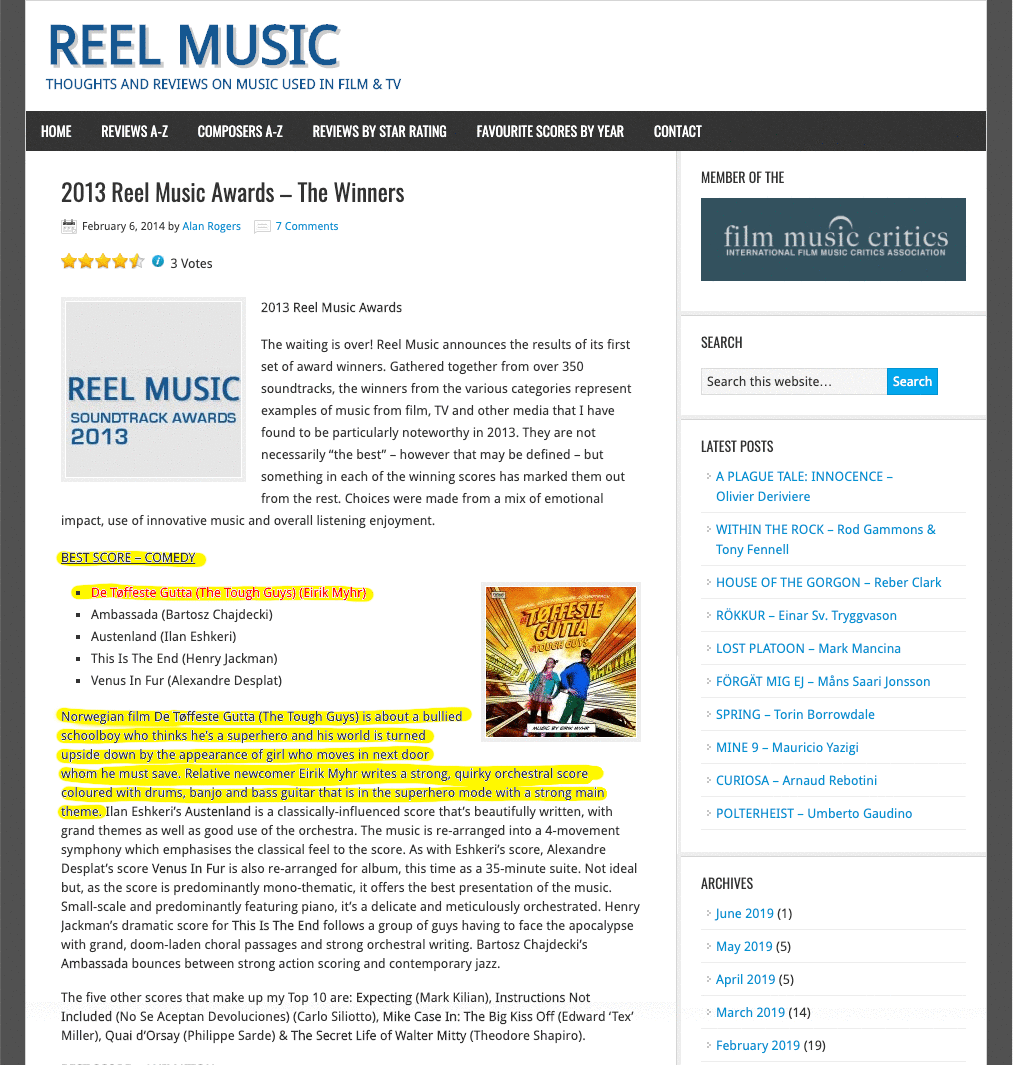 Reel Music, February 6, 2014