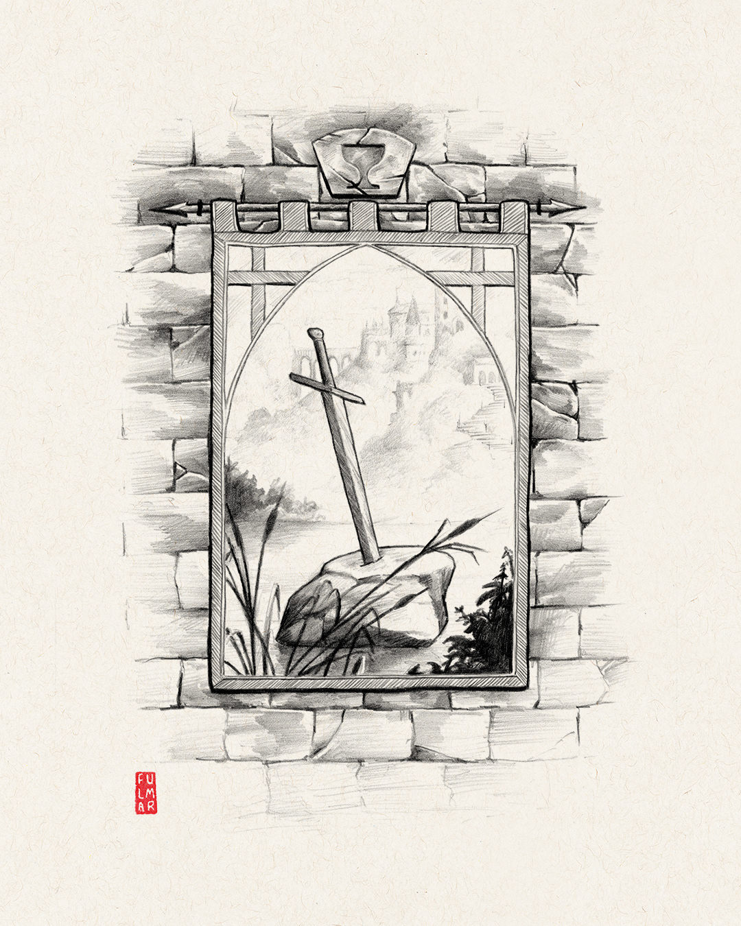 Sir Galahad's sword in the stone