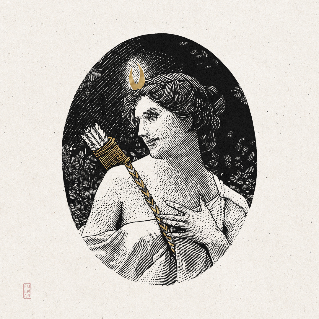 Diana the Huntress. Based on a painting by Guillaume Seignac