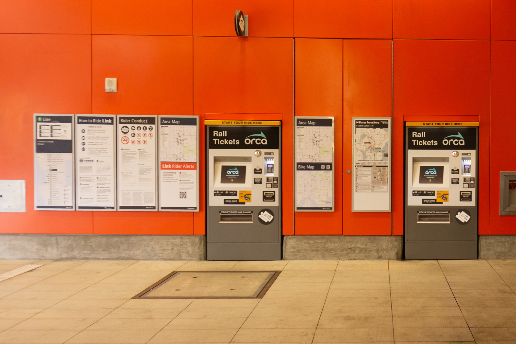 Existing orientation signs located at Link station entrance.