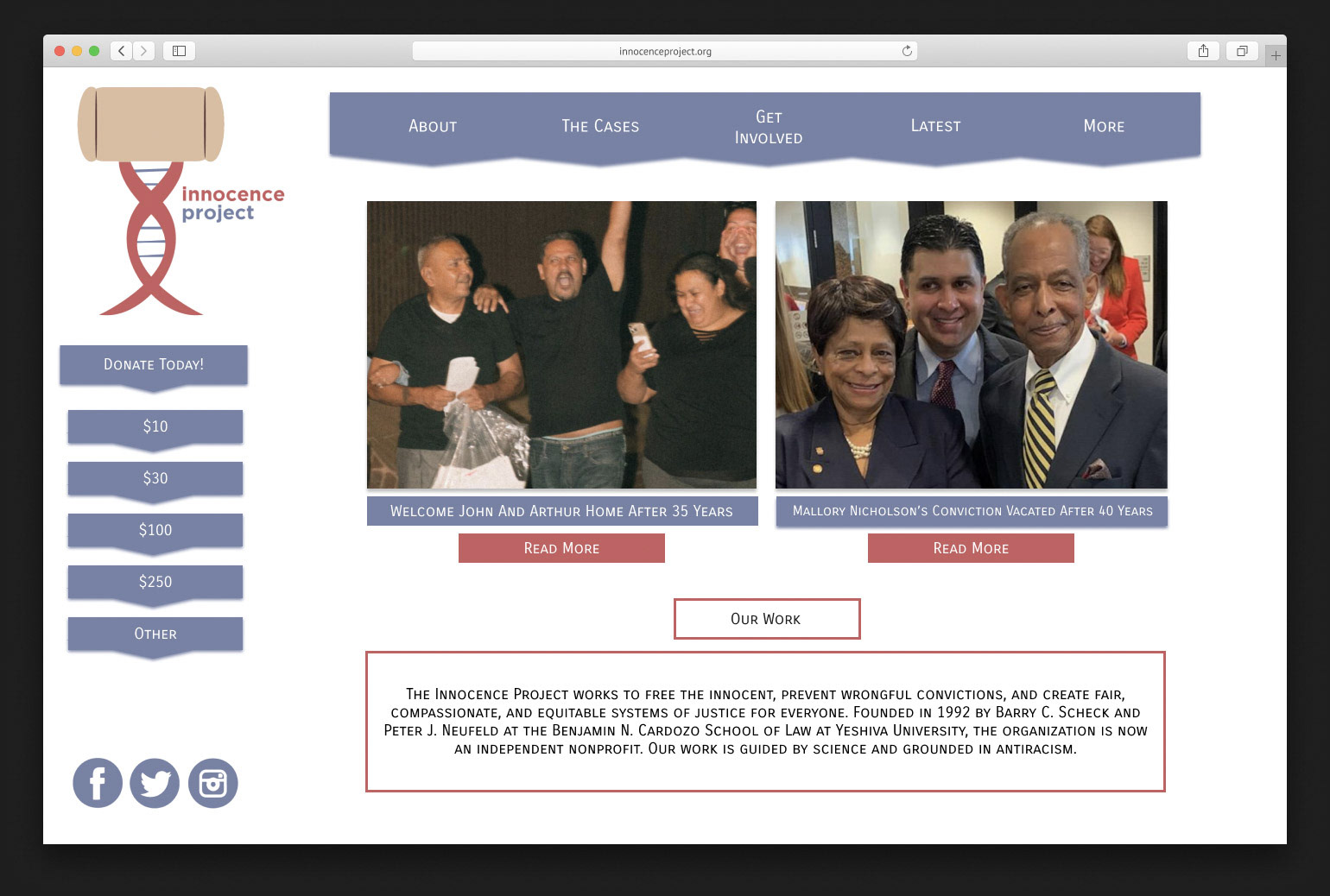 Innocence Project Website Redesign