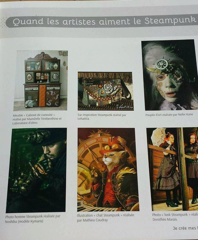 Steampunk editorial feature — published portrait photography for “Quand les artistes aiment le Steampunk,” photographed and post-produced by me, credited as Noshiba