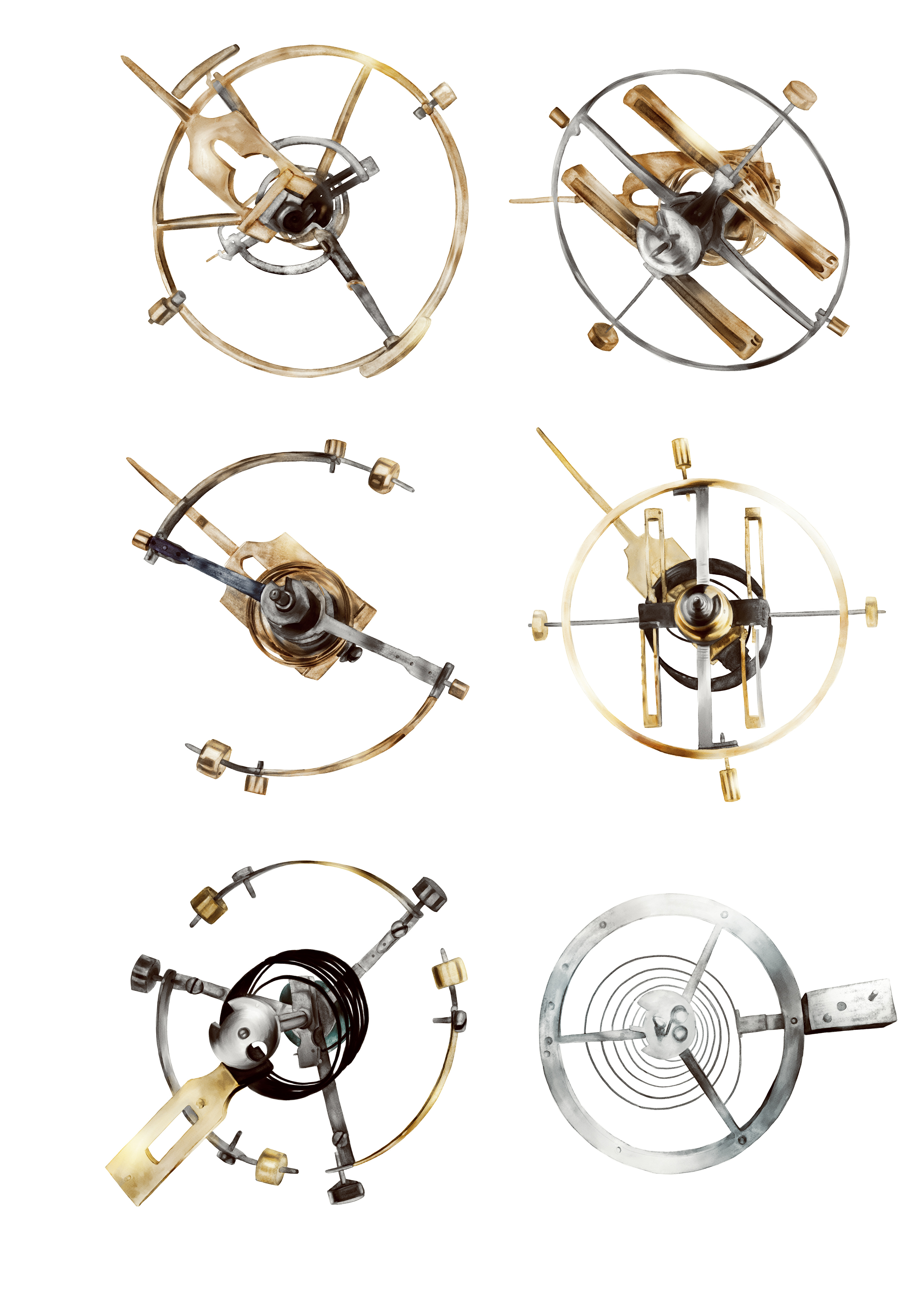 Arnold & Son — published illustrations for A Century of Precise Timekeeping: The Story of John Arnold, written by Vincent Daveau and officially published by the brand. Credited as “Ophélie Rivault aka Noshiba.”