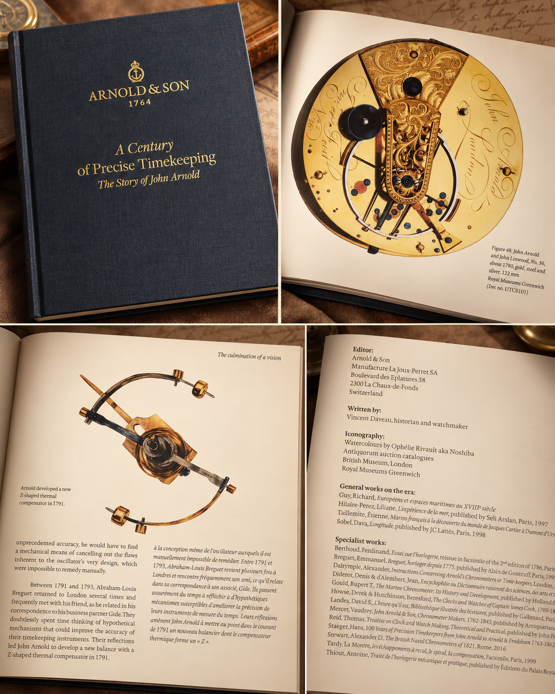 Arnold & Son — published illustrations for A Century of Precise Timekeeping: The Story of John Arnold, written by Vincent Daveau and officially published by the brand. Credited as “Ophélie Rivault aka Noshiba.”