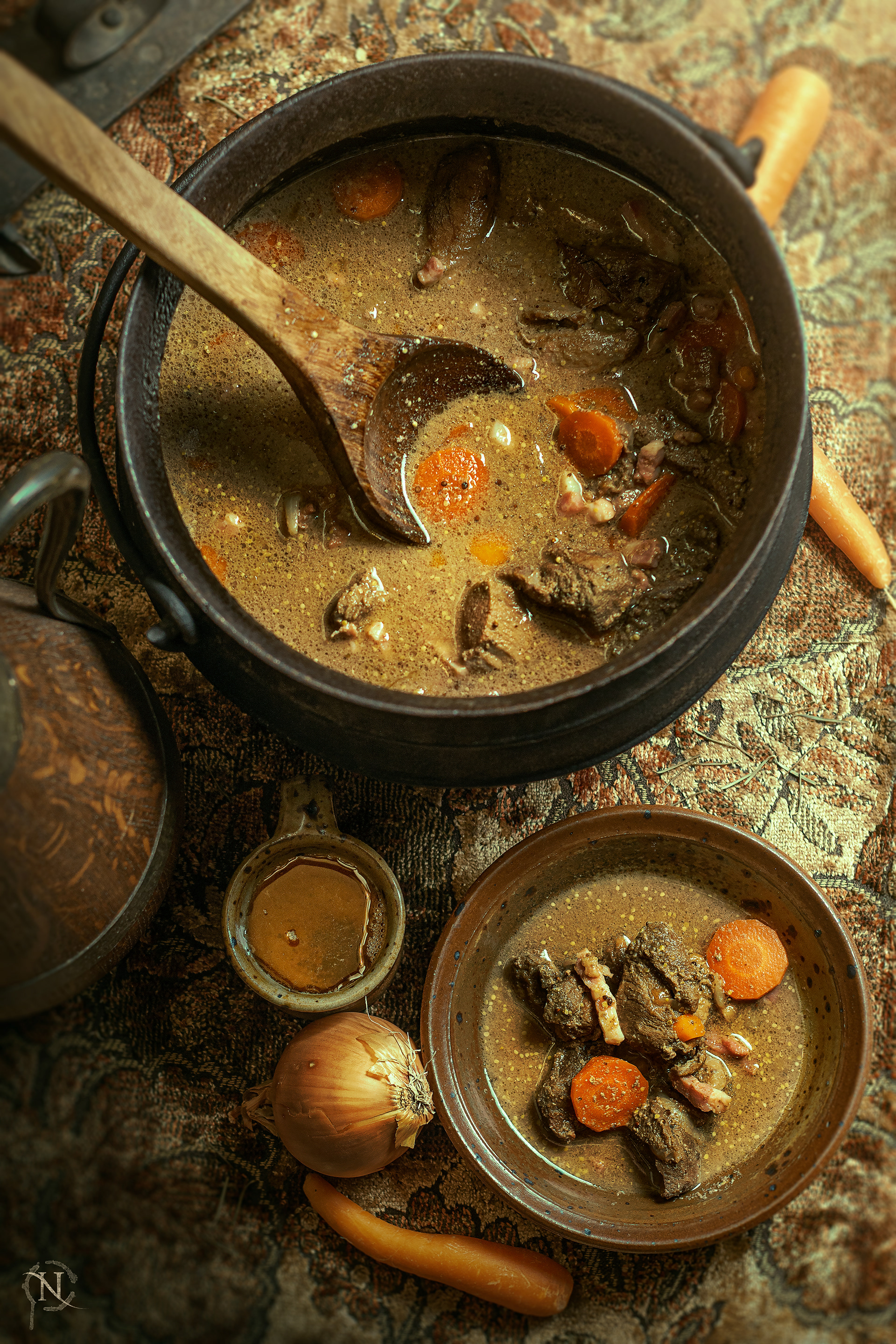 Medieval cuisine recreated from historical culinary sources — researched, translated, adapted, prepared and photographed by me, then served at the château