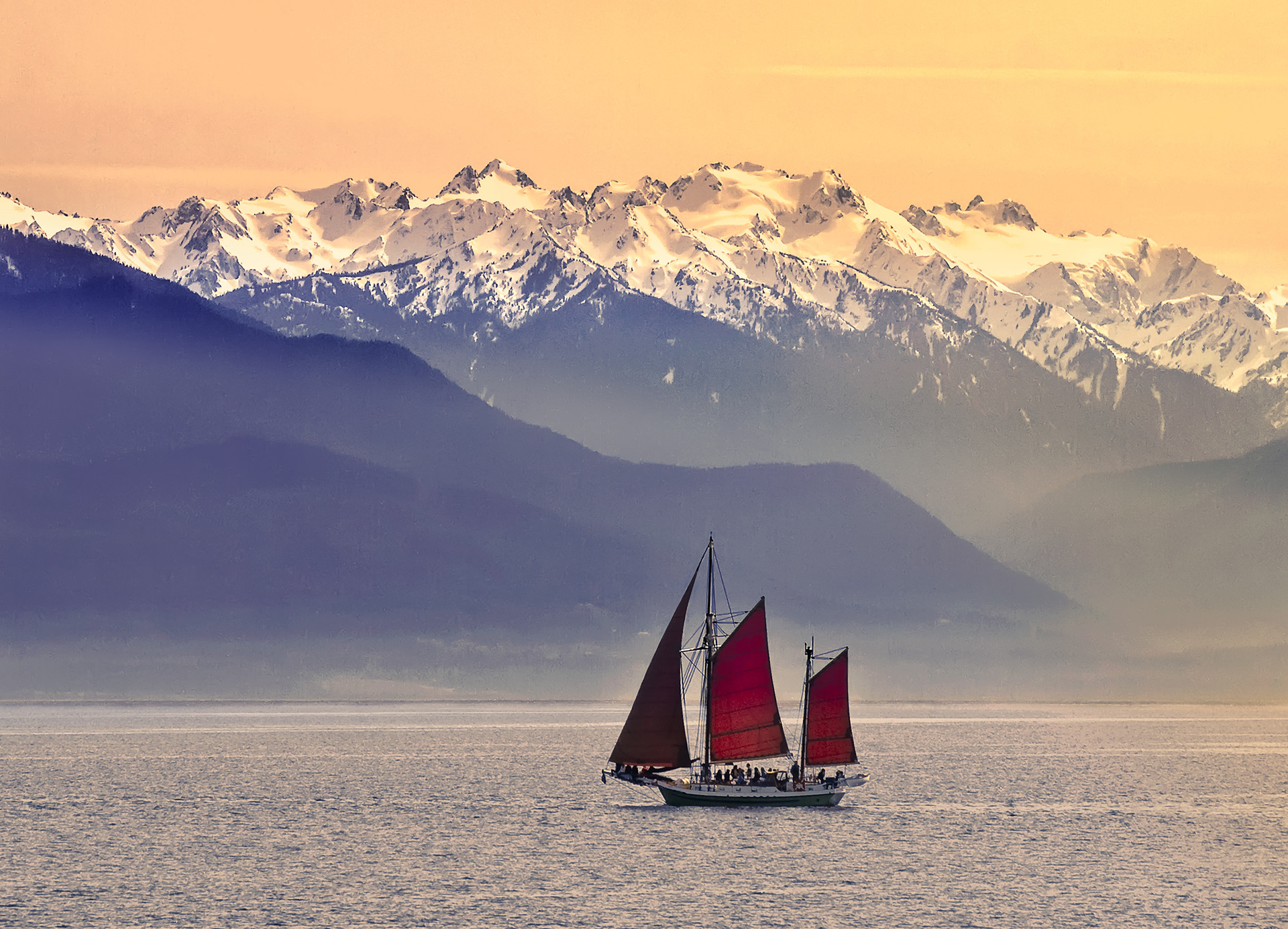Thane sailing at sunset