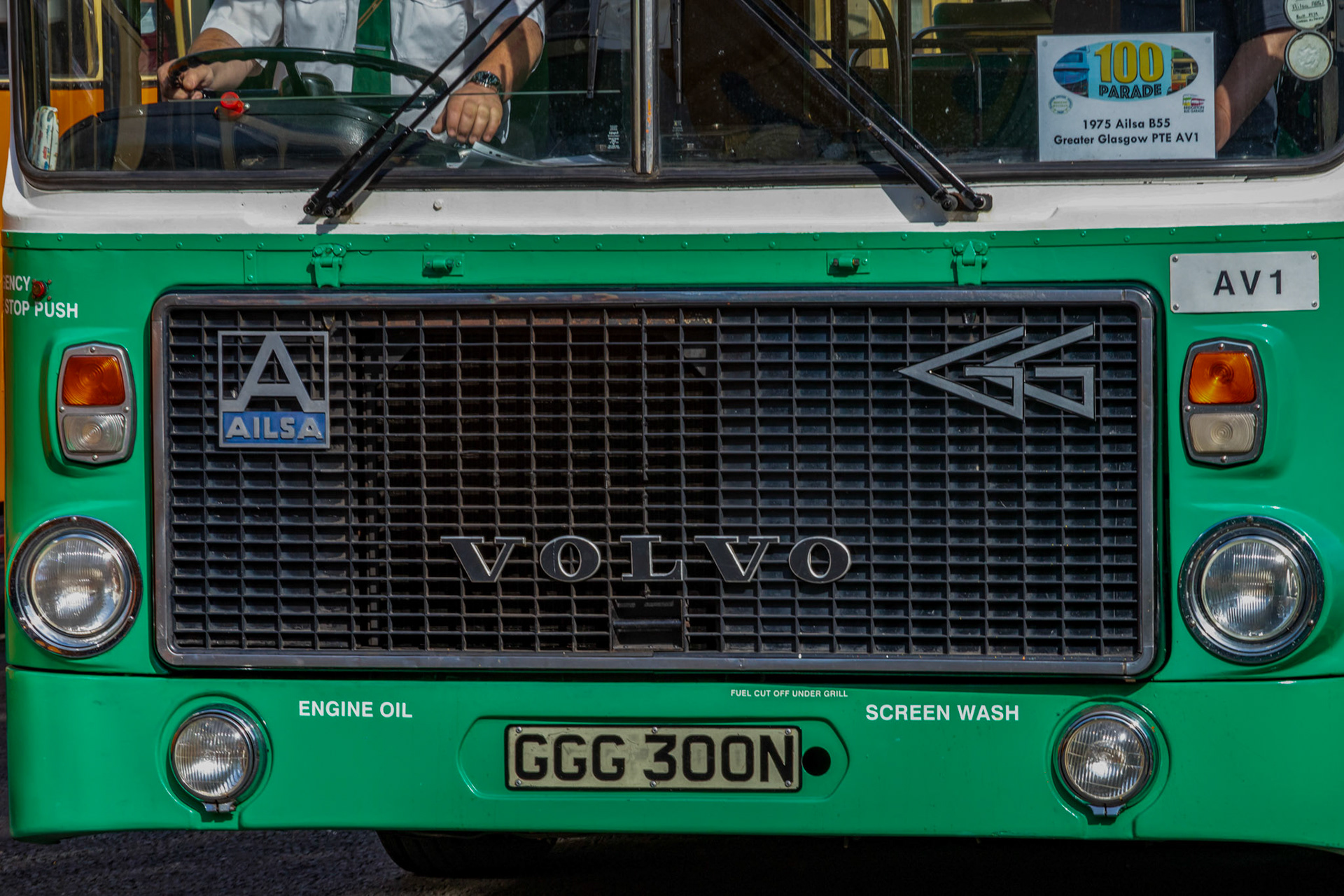 GGG300N Number: AV1 Volvo Ailsa B55 1975 - 100 years of Glasgow Corporation Motorbuses at the People's Palace Glasgow 03 August 2024