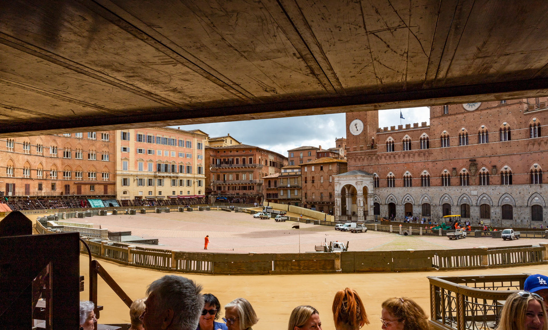 The Campo having the racing surface put down. Siena 25 June 2024