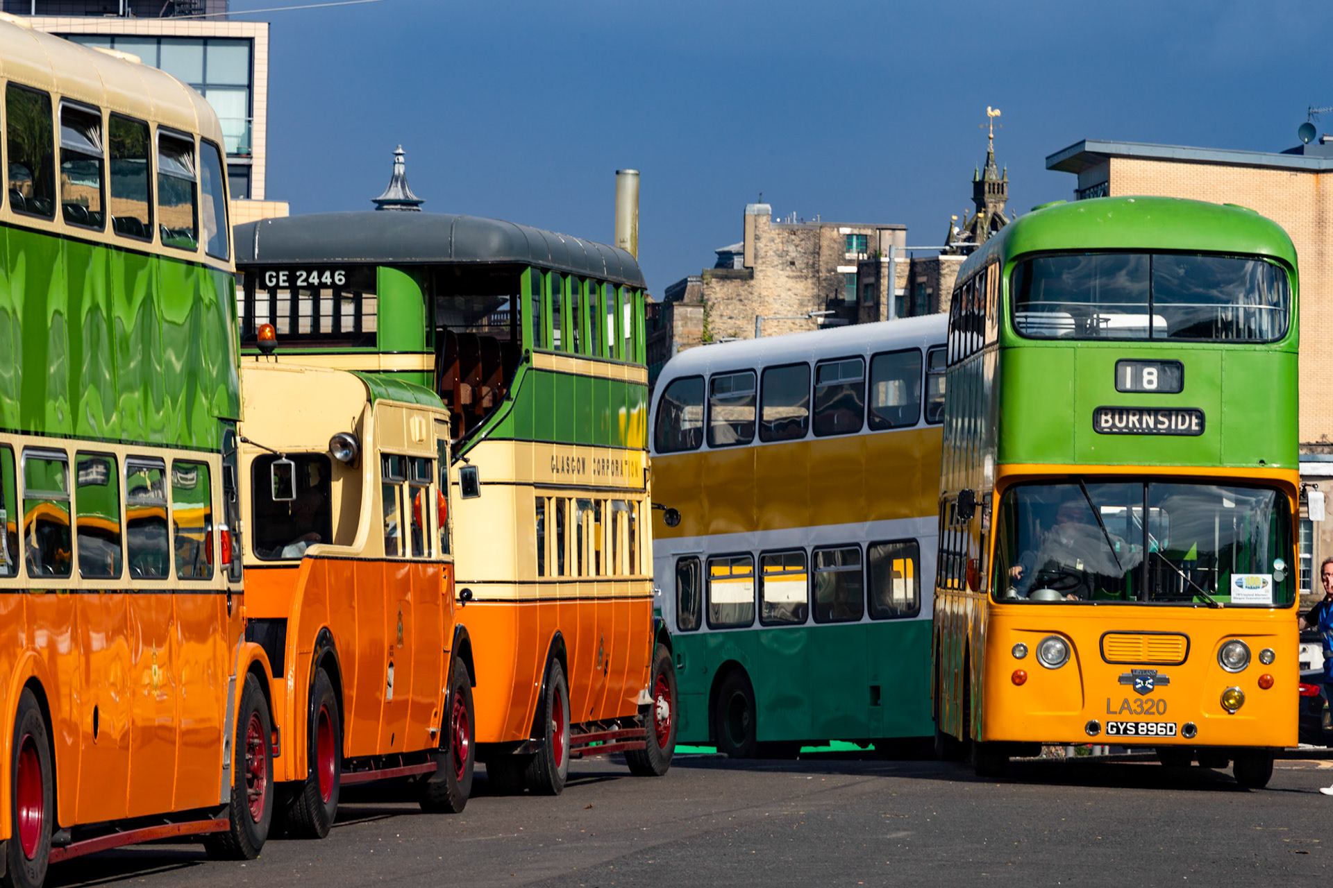 GYS896D Number: LA320 Leyland Atlantean 1973 - 100 years of Glasgow Corporation Motorbuses at the People's Palace Glasgow 03 August 2024