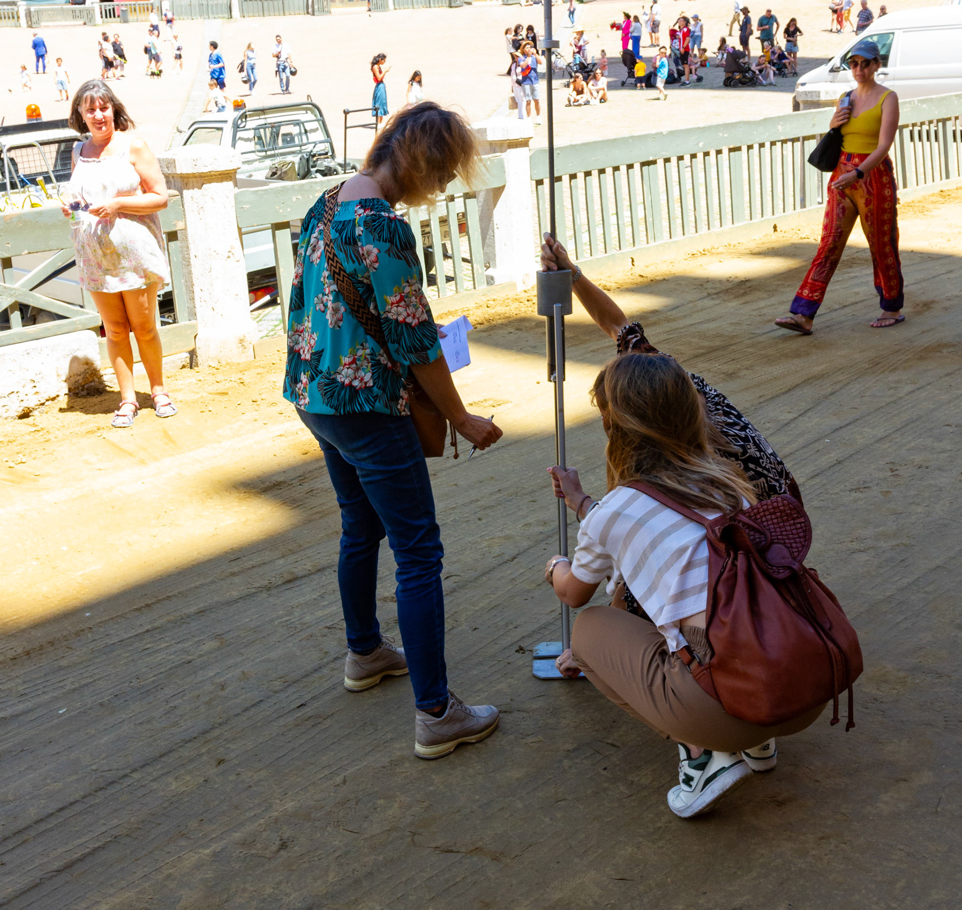 Measuring the impact strength of the race track for the Palio. Siena 26 June 2024