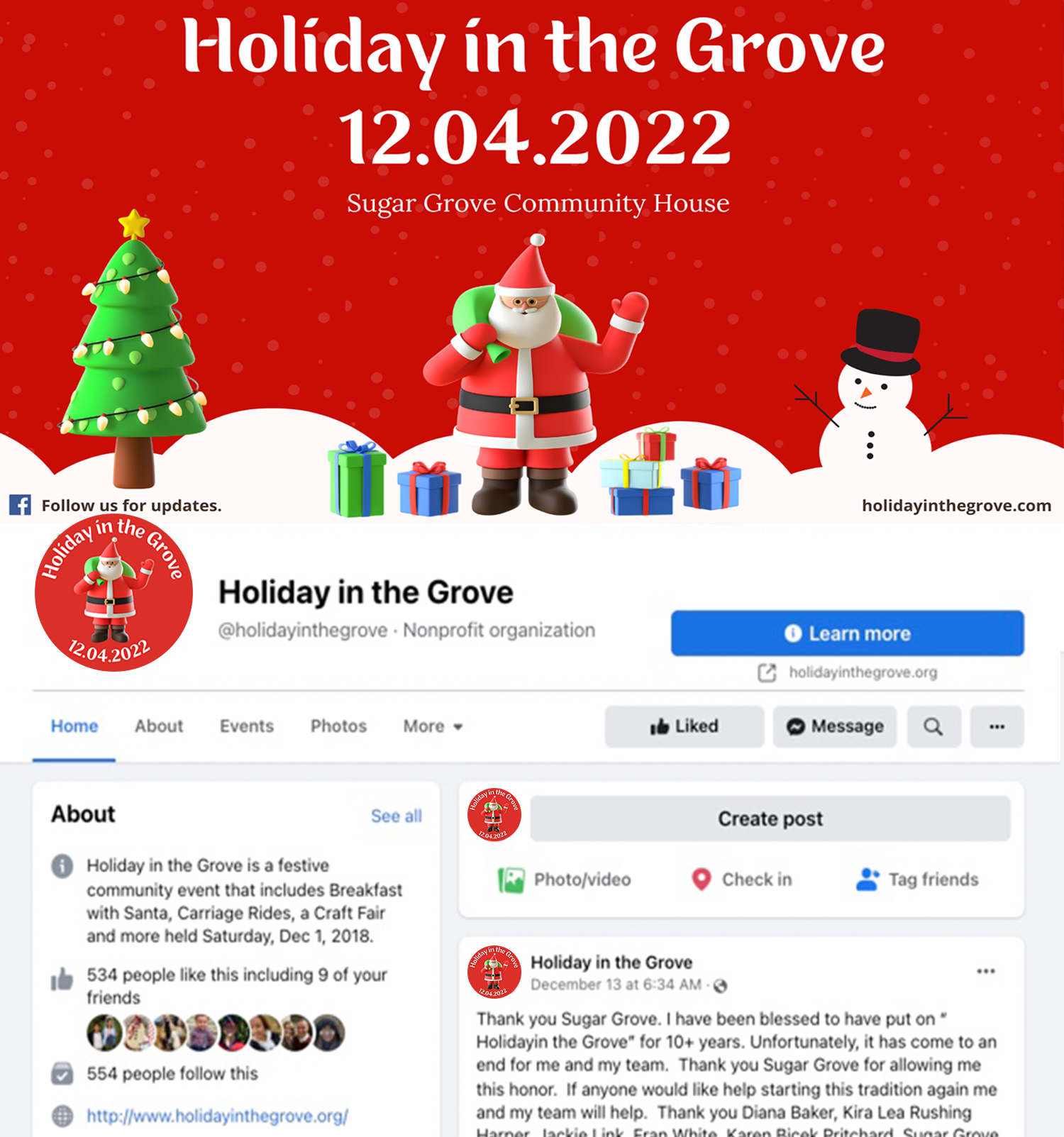Screenshot of Facebook page