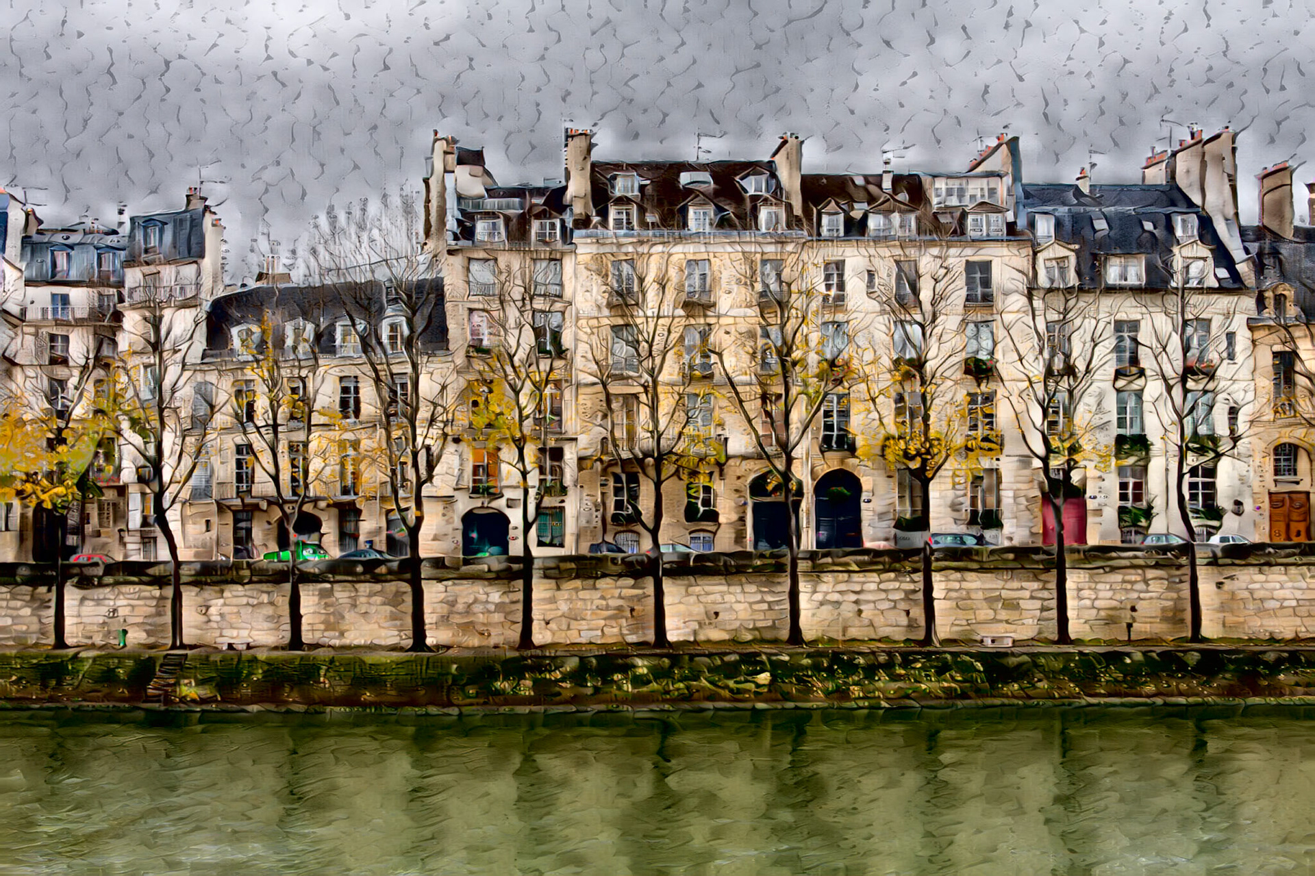 Paris along the Seine abstract