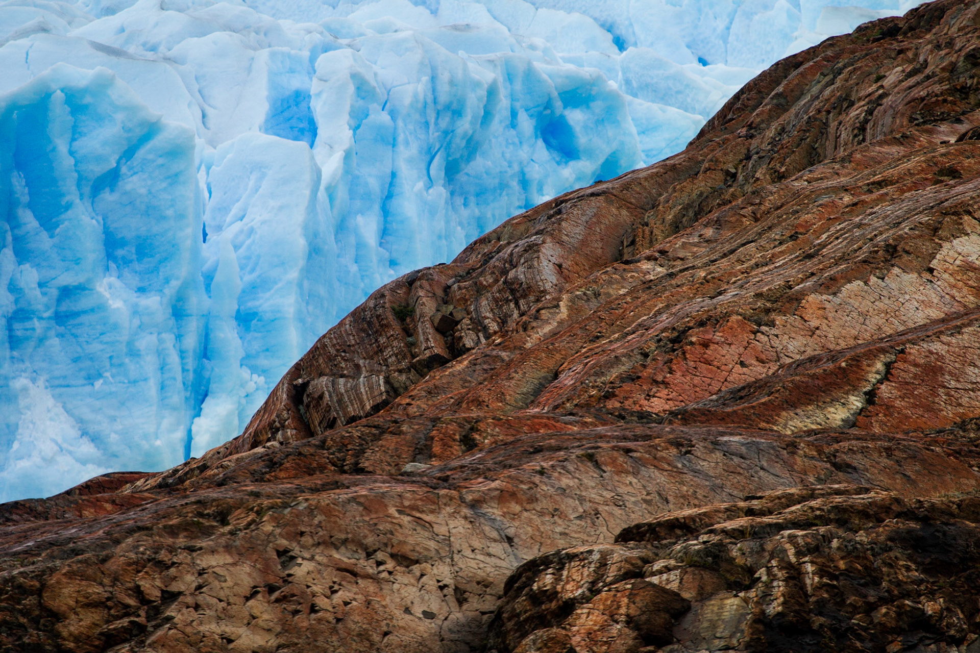 Shoreline and the Ice cliffs of the Moreno Glacier in Argentina