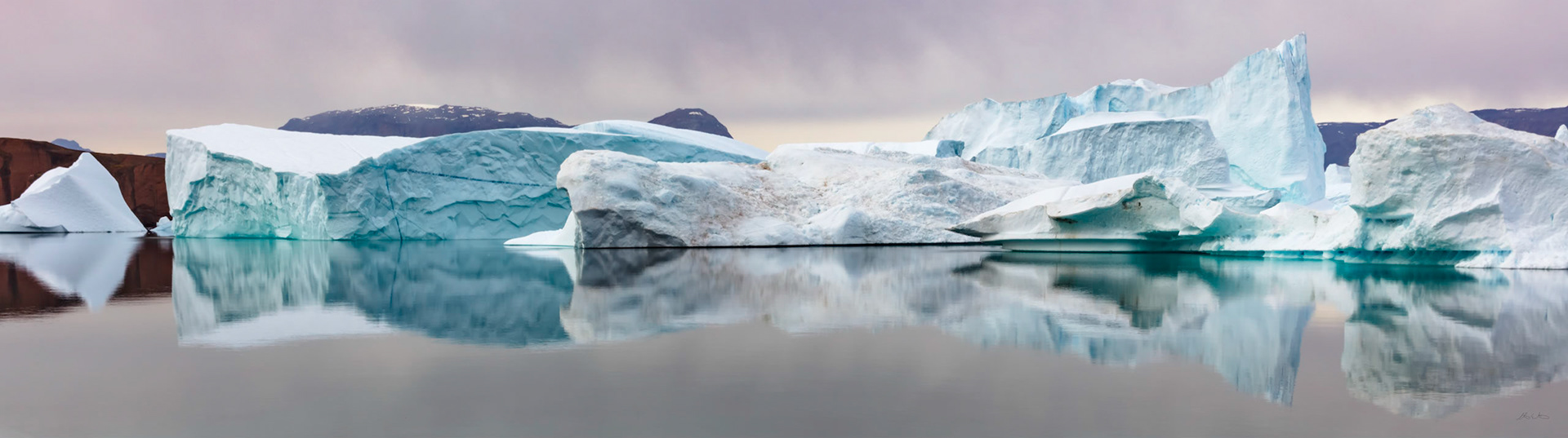 Trapped icebergs, Greenland